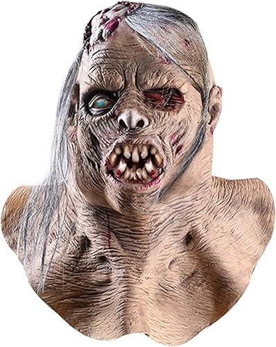 Miniatura 5 de Máscara de zombi aterradora de látex espeluznante para Halloween, disfraz de terror sangriento para adultos, accesorios de decoración de Halloween