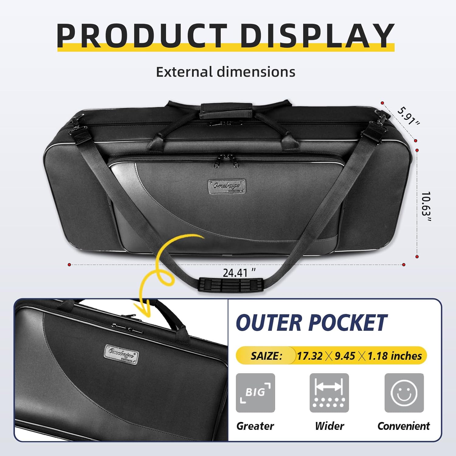 Alto Saxophone Bag, Lightweight Case for Eb Alto Saxophone, Alto Saxophone Backpack; (BGA-ALTOSAX)