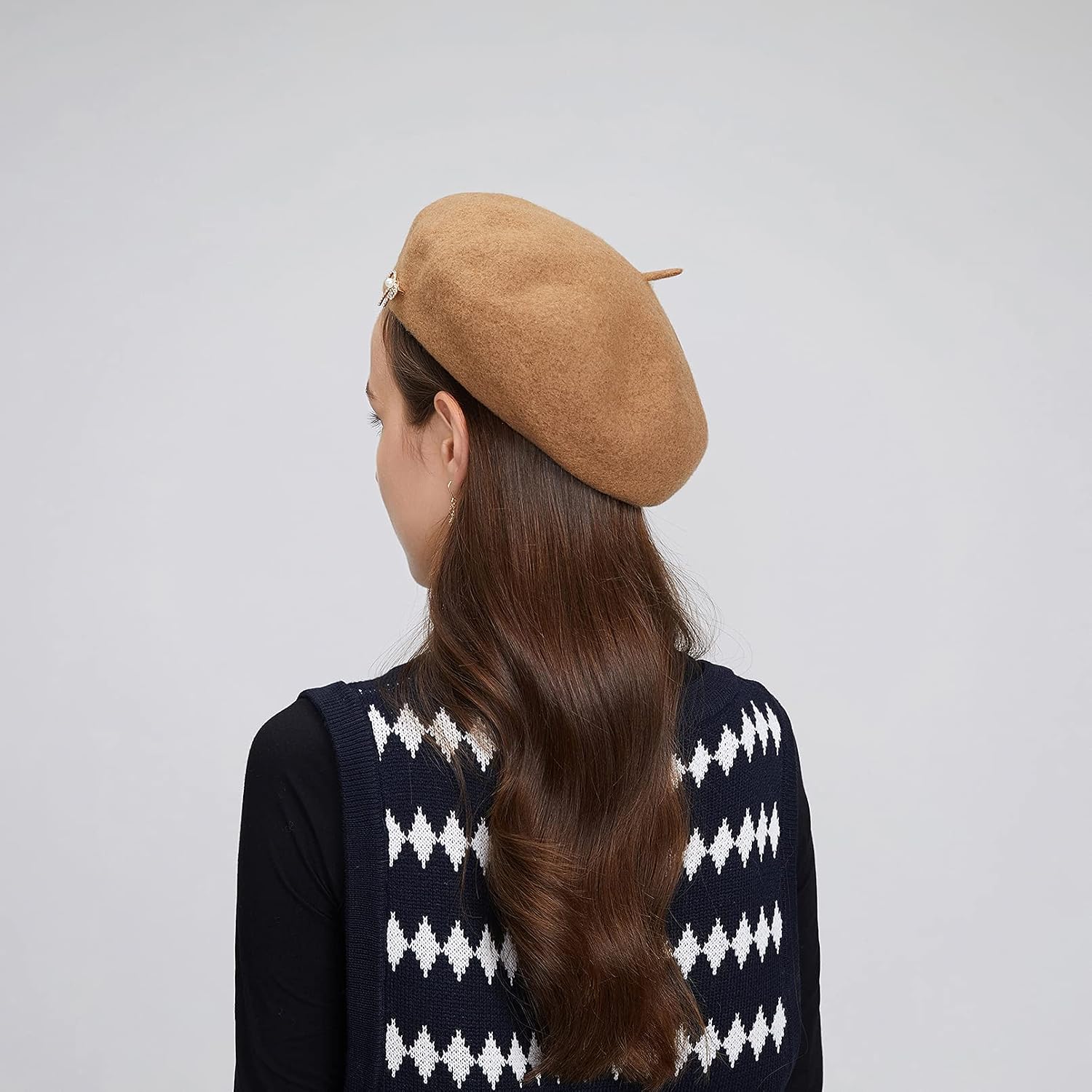 BeFur Ladies Beret Classic French Artist Women Hat Wool Cloth Soft Glace Beanie with Antenna