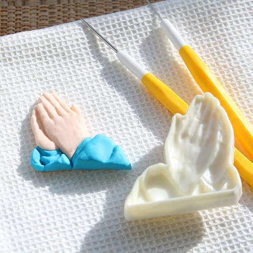 Miniatura 10 de JEM PopIt - Molde para decoración de pasteles, manos rezando, tamaño pequeño y grande, color blanco
