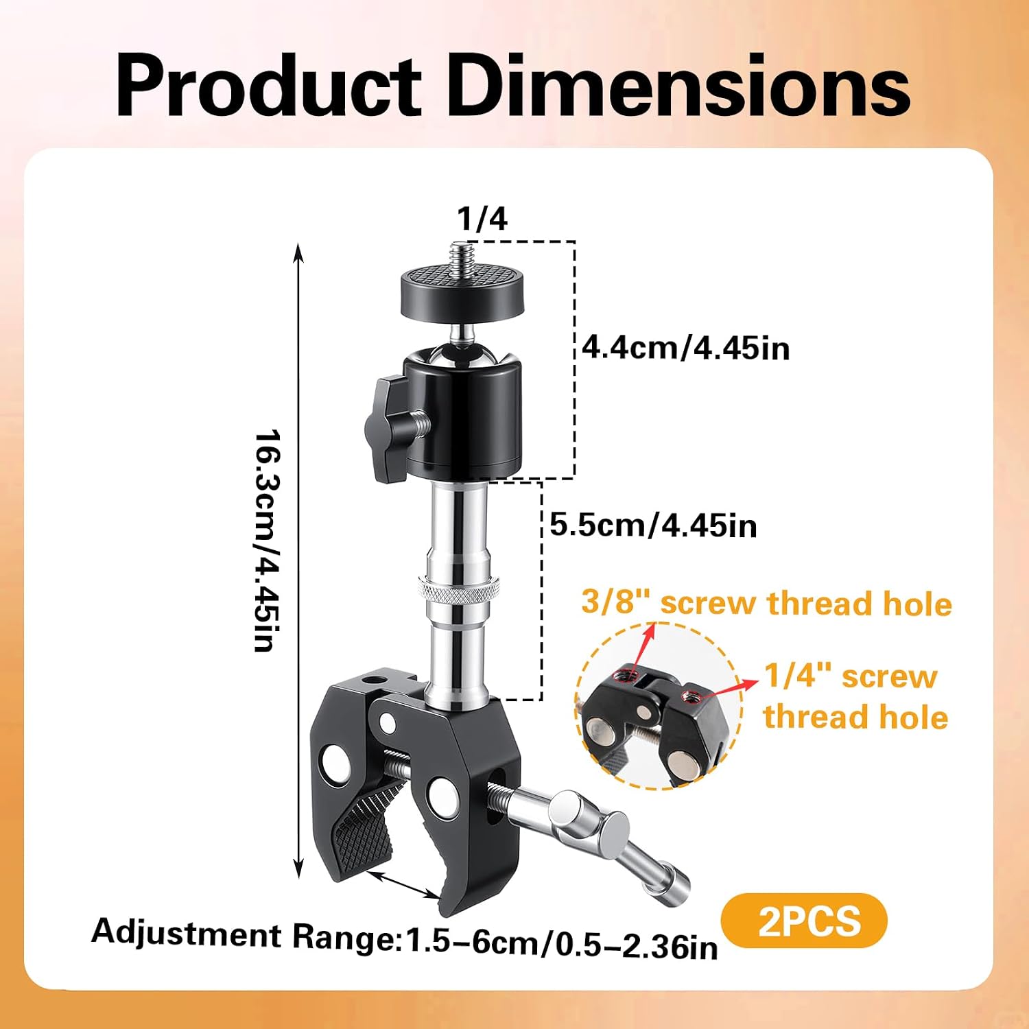 2 PCS T Post Trail Camera Mounts with 360° Ball Head & 1/4" Screw image 2