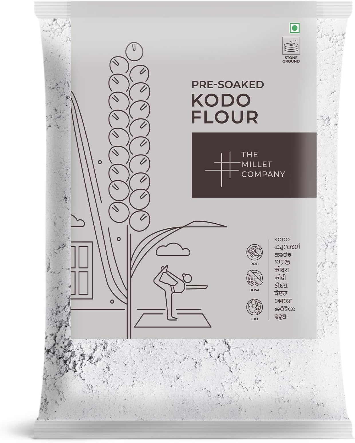 THE MILLET COMPANY Pre-Soaked Kodo Millet Flour, Kodon, Kodri, Gluten Free, Unpolished, High Fibre Flour 250Gram