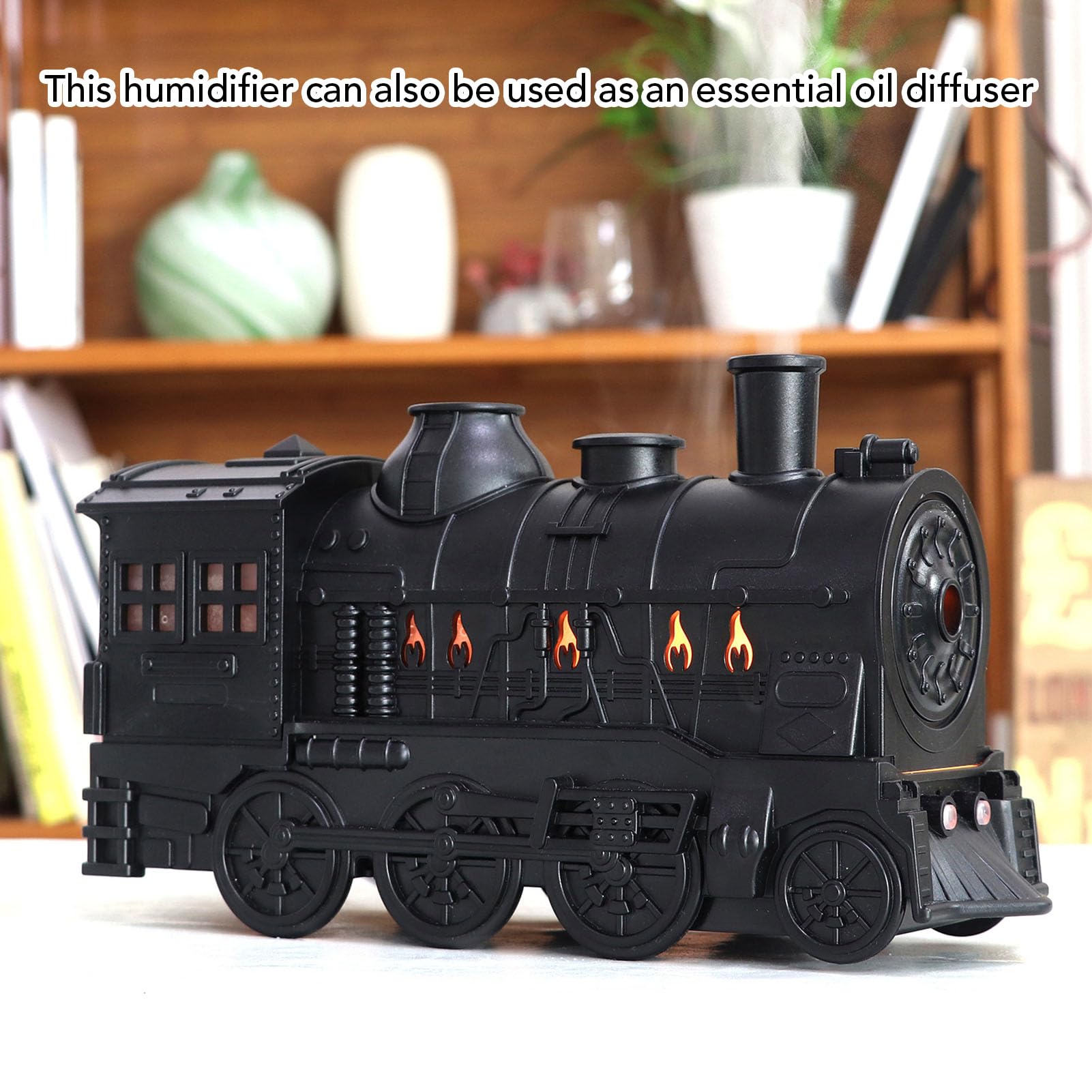 Hidyliu Umidificatore a Forma di Treno, Umidificatore a Nebbia Fredda con Diffusore di Oli Essenziali e Luce Notturna, per Camera da Letto, Ufficio Domestico