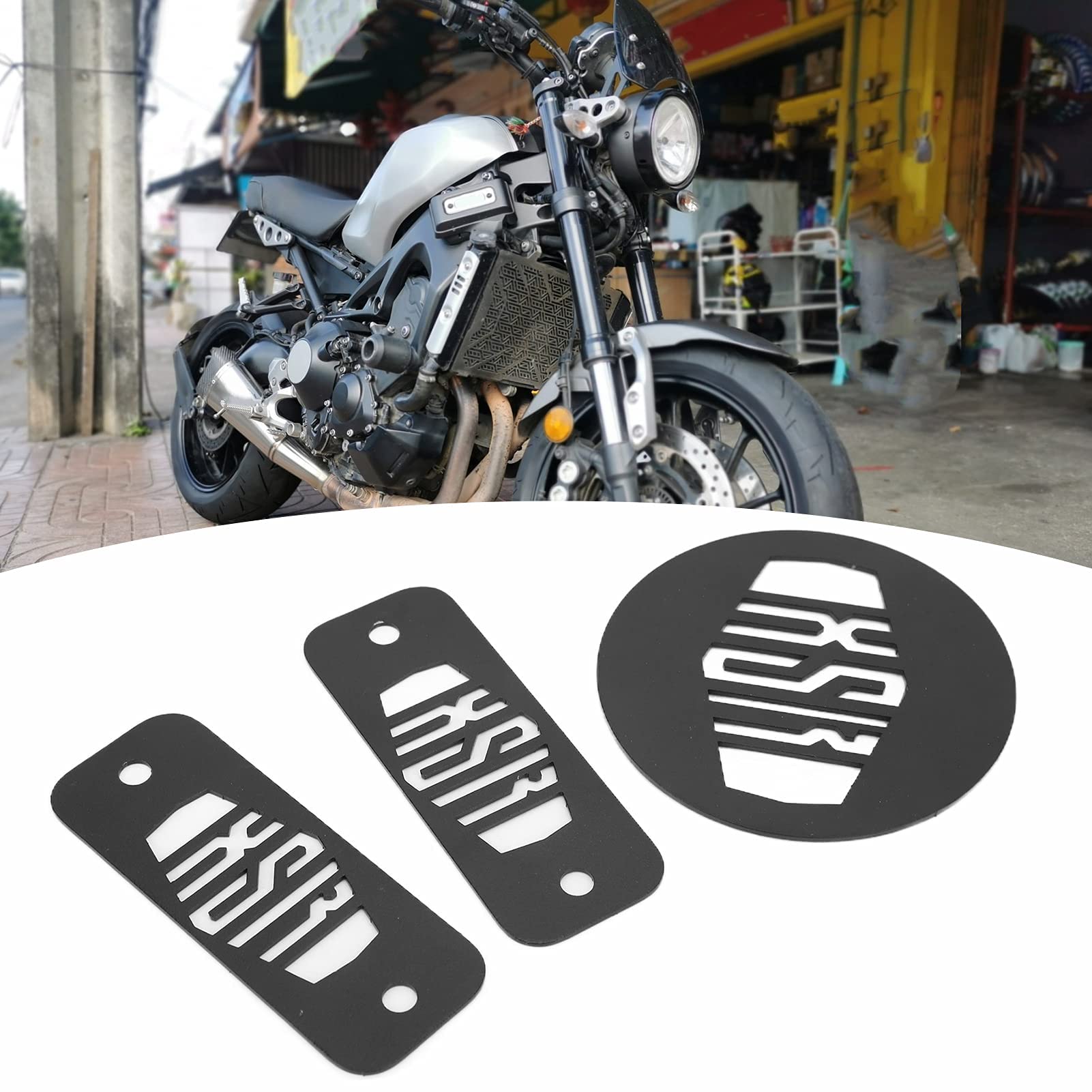 Akozon Coperchio Frizione Superiore, 3 Pezzi Coperchio Frizione Moto Superiore In Acciaio Inox Verniciato A Polvere Di Ricambio per XSR900 XSR 900 2016-2021(Nero)