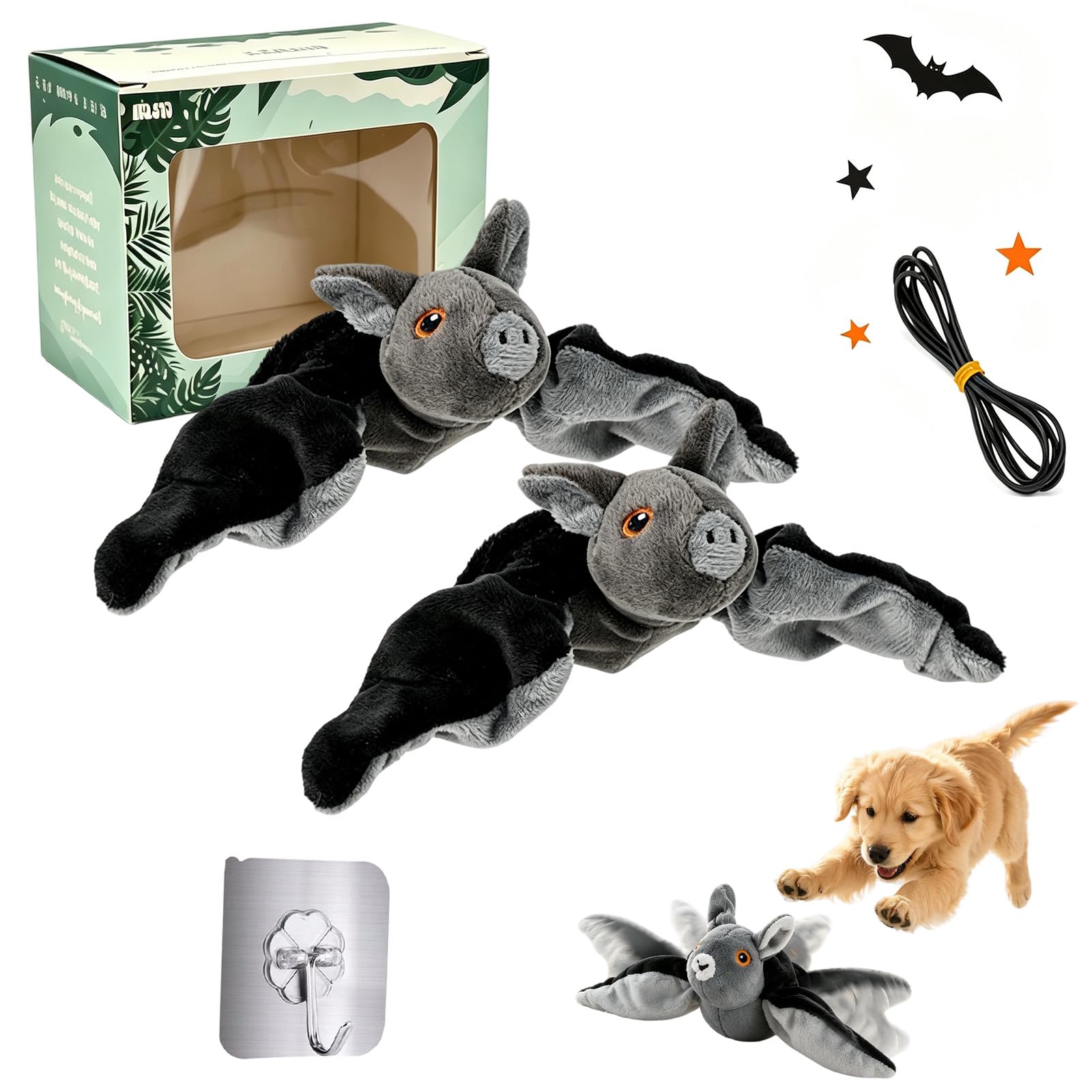 Flying Bat Dog Toy, Flapping Bat Cat Toy, Interactive Pet Play (2pcs)