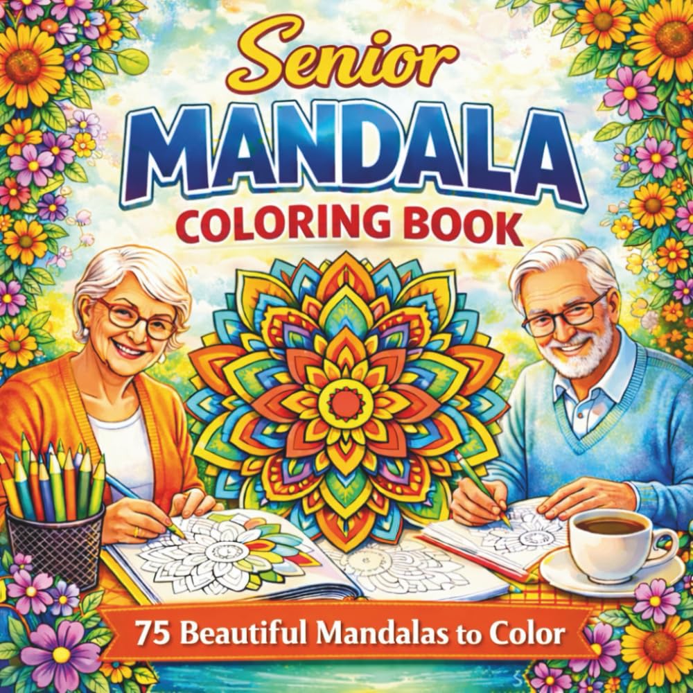 Senior Mandala Coloring Book: 75 Beautiful Mandalas to Color – Large Shapes and Easy Designs for Relaxation and Stress Relief (Coloring books for Seniors)