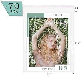 Cellophane Bags, 70 Pcs Resealable Clear Poly Bags for Clothes, Shirt Bag, Decorative Wrappers, Party Favors & Artwork(8x10)