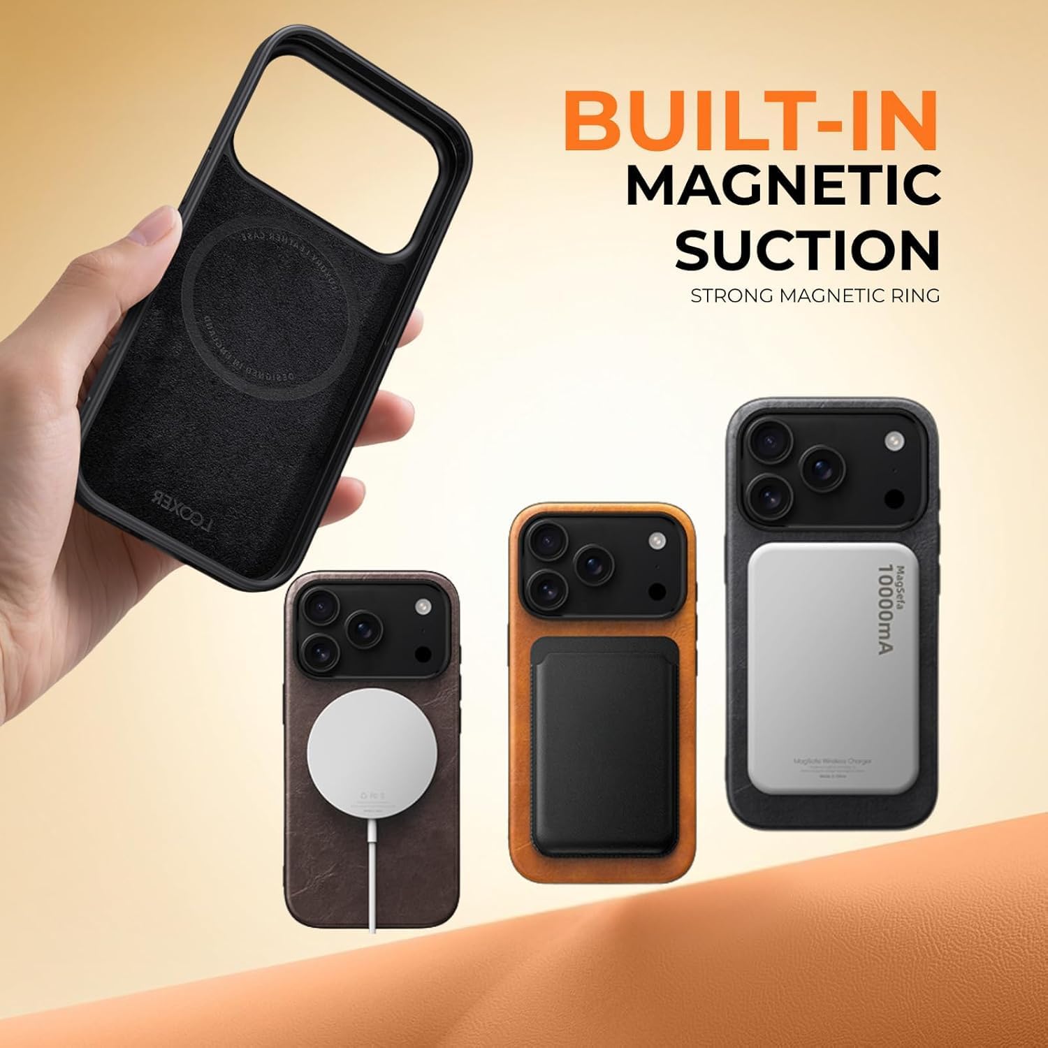 LOOXER® Heritage Leather Classic Case for iPhone 16/16 Pro/16 Pro Max | [Luxury PU Leather, Slim Protective Design, Compatible with MagSafe] (Black, 16 Pro Max)