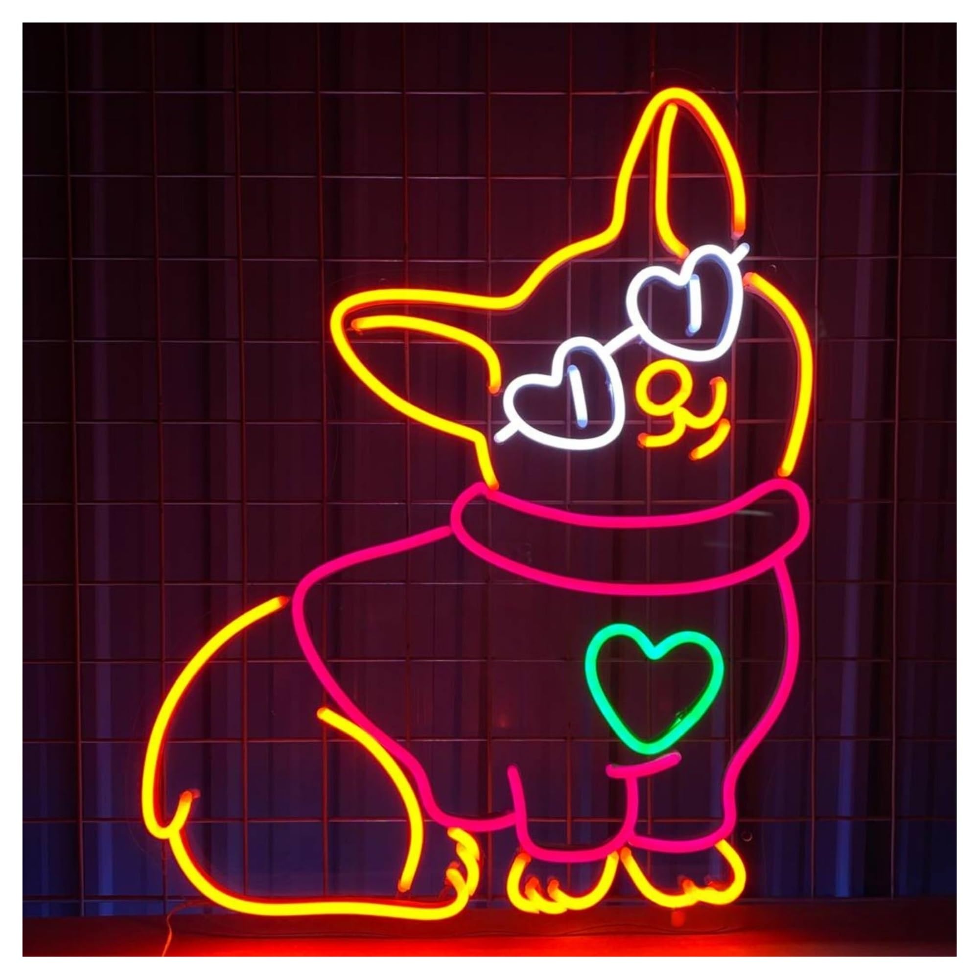 Hanging Art Neon Signs Corgi Sweater Neon Sign Dog LED Light Dimmable For Bedroom Pet Spa Grooming Home Room Wall Decor 50cm