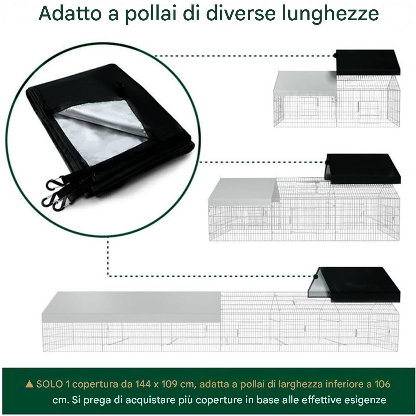 Generico Copertura Impermeabile per Pollaio | Telo Ombreggiante Impermeabile per Gabbia per Galline | Accessorio Durevole per Recinzione Giardino Terrazzo Patio