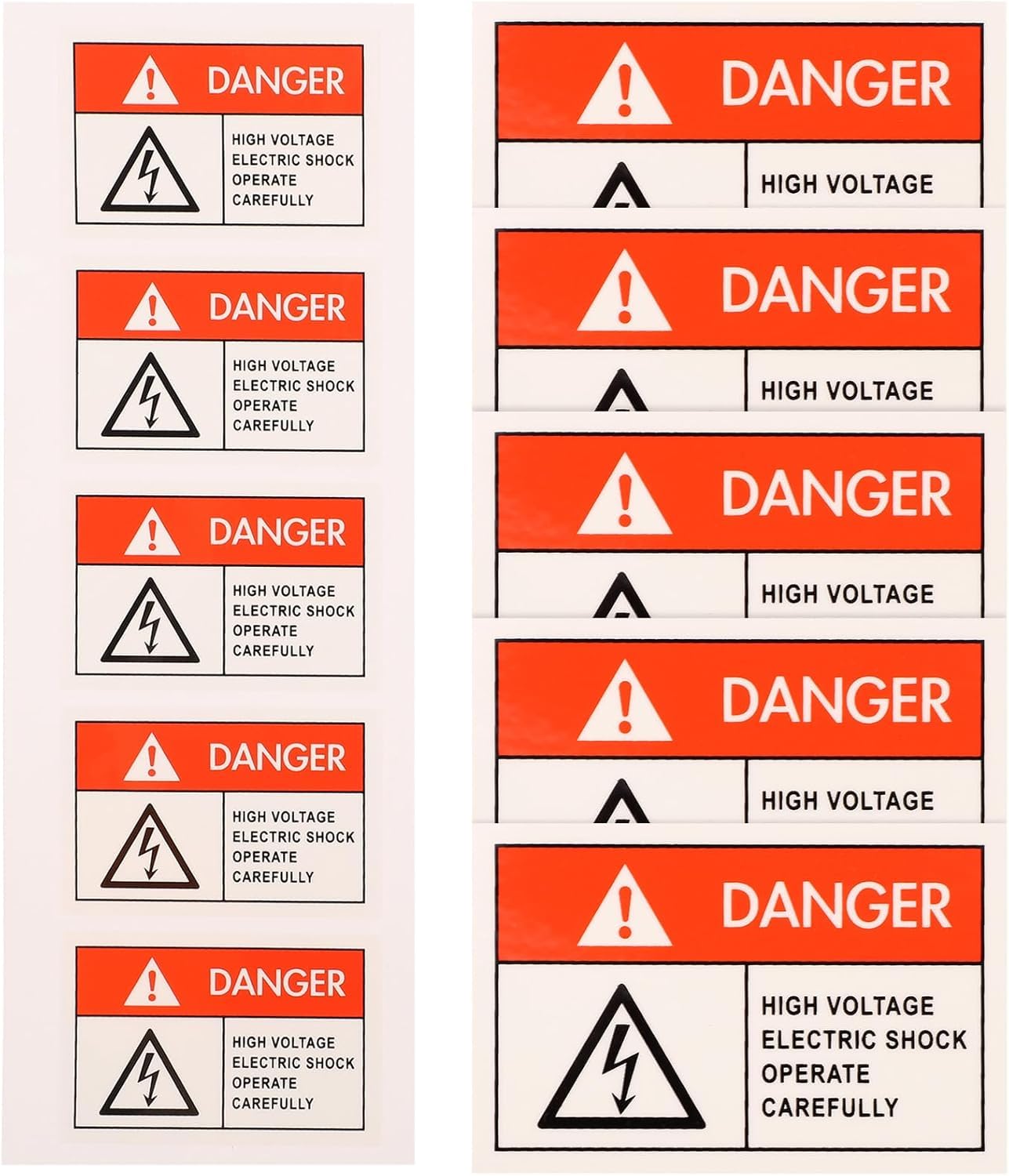 10Pcs Danger Warning Stickers High Voltage Warning Label Electrical Shock Hazard Vinyl Stickers for Factory Road(2.36x1.57inch)