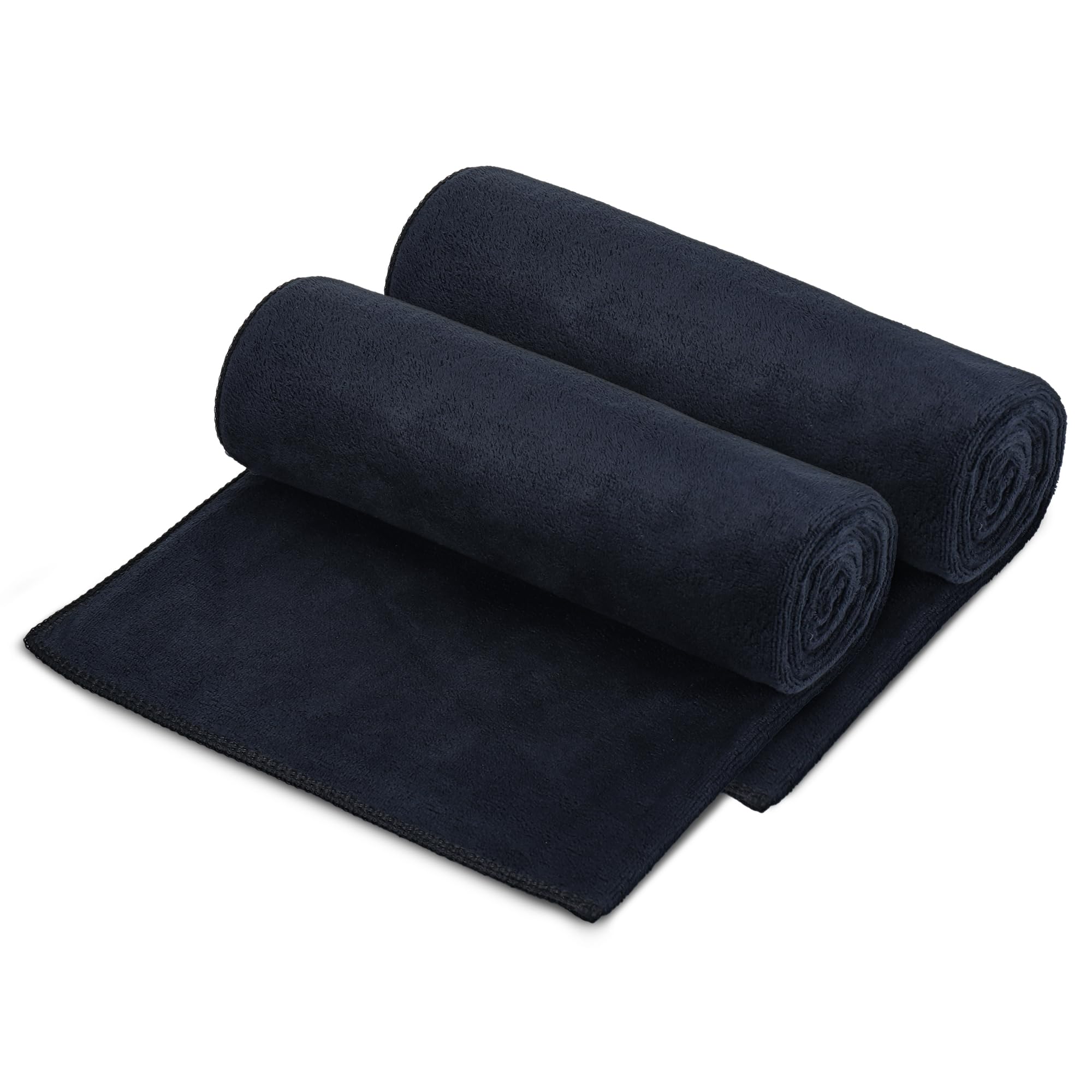 Starvortex 2pcs Gym Towels, 100 x 50cm Microfibre Gym Towel for Man Women, Skin-friendly Sweat Towels for Gym, Small Super Absorbent Black Towel with Double-sided Fleece for Fitness Camping Yoga