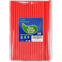 Disposable 7.75 inch Solid Red Paper Straws 100 Counts for Drinking, Decoration, Cake Pops, DIY Arts & Crafts - Eco-friendly