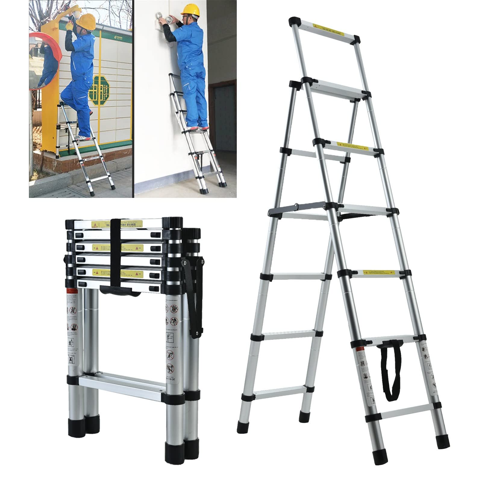Buy 5.5FT AFrame Aluminum Telescoping Ladder 5+6 Step Ladder Portable