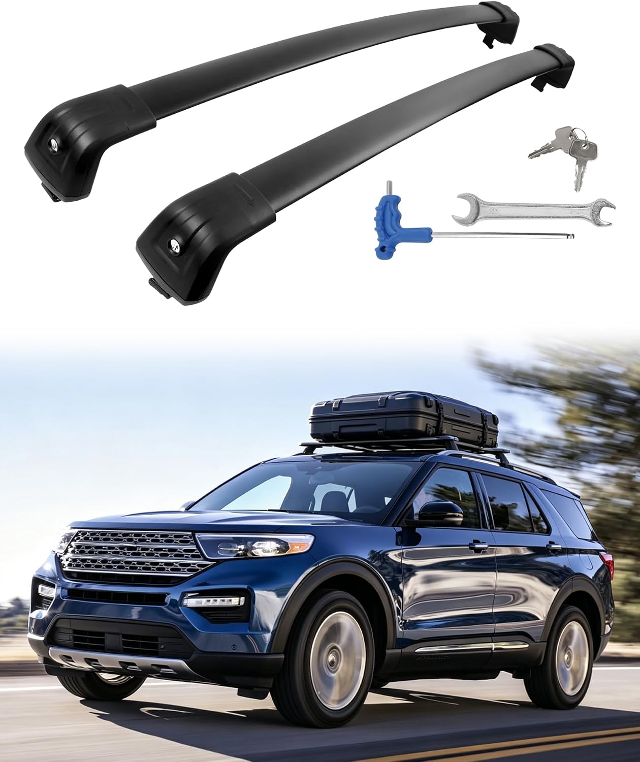 Reeoutdoor Aluminum Roof Rack Cross Bars for 2020-2025 Explorer (Raised Side Rails)