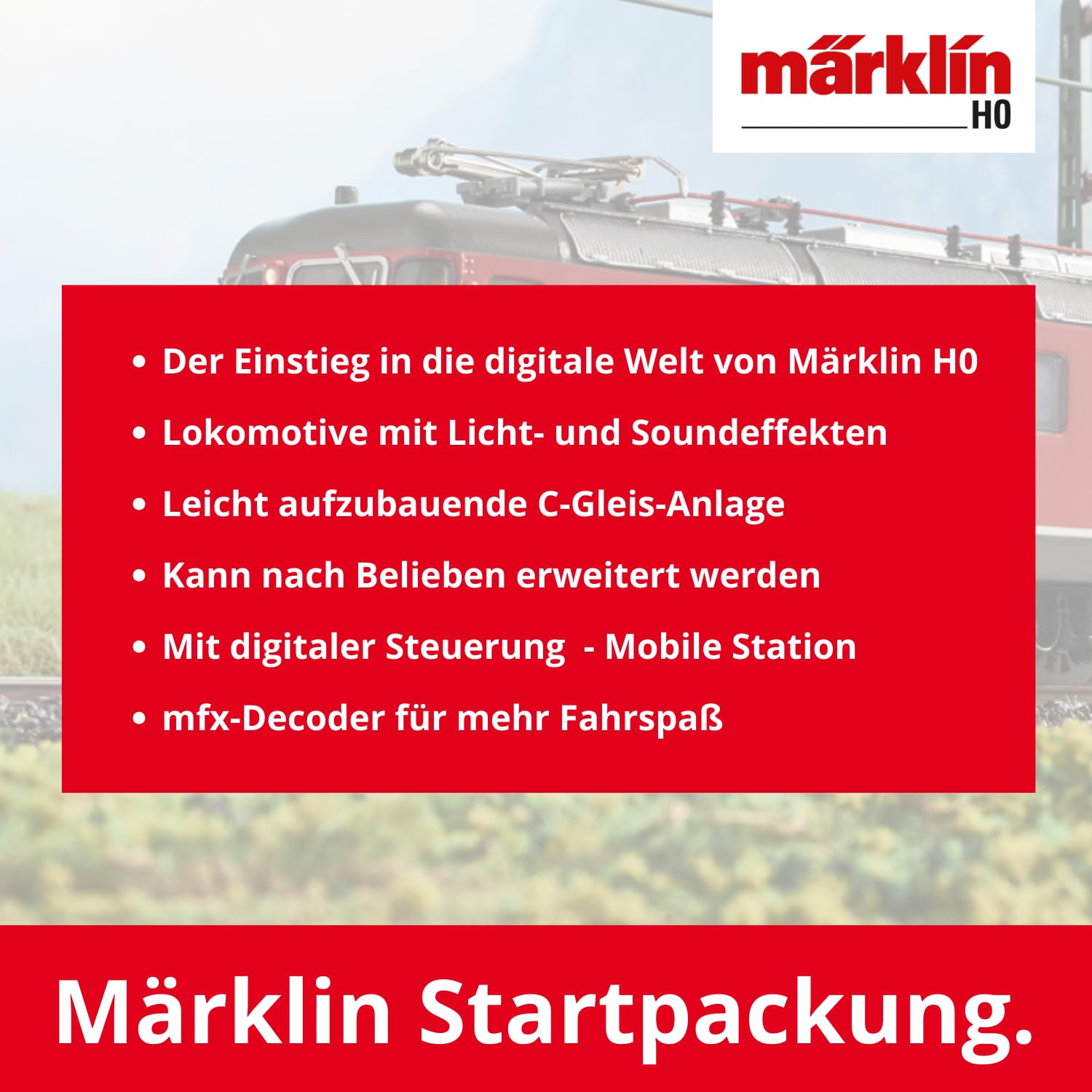 Märklin 29488 - Kit di avviamento digitale "treno merci svizzero con locomotiva elettrica Re 620", traccia H0 modellino ferroviario, molte funzioni audio, con binari Mobile Station C, 1:87