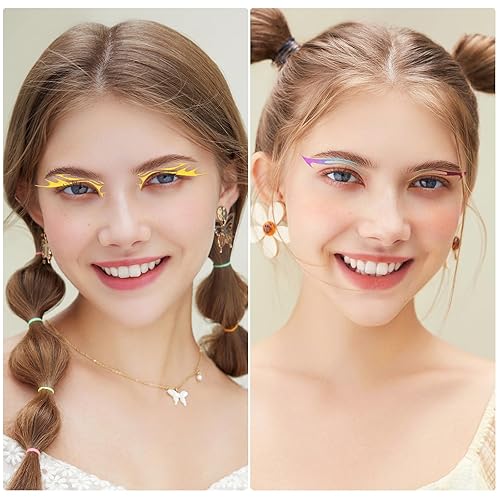 Miniatura 7 de DSLONG Pegatinas de tatuaje temporales de mariposas, holográficas, delineador de ojos, para Halloween, diamantes de imitación, ojos de gato, sombra