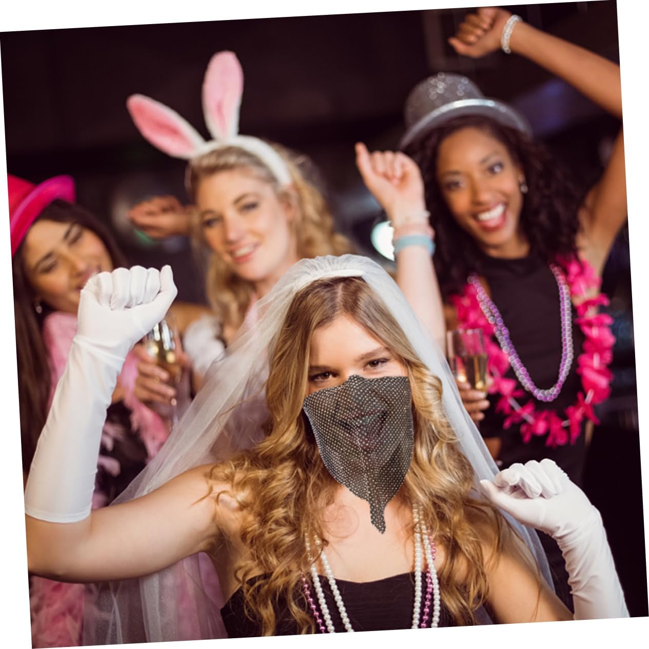 Diamond Half Face Face Veil Nightclub Face Cover White Half Face Cover Party Masks Lace Decorative Masks