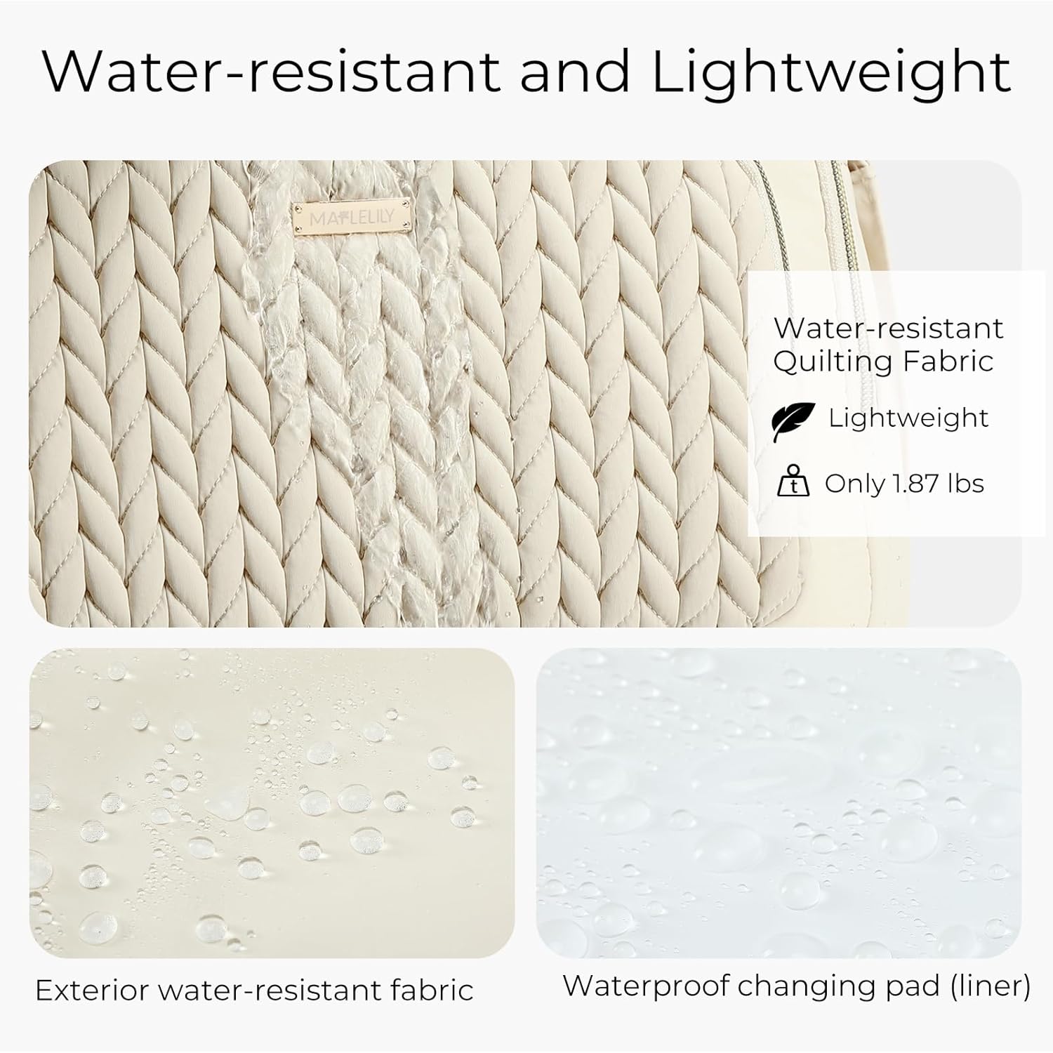 Diaper Bag Backpack - Lightweight & Stylish, Boys, Girls & Baby Travel Essentials Tote with Changing Pad, Insulated Pocket, Stroller Strap - Baby Diaper Backpack for Mom, Maternity (Beige) - Image 5