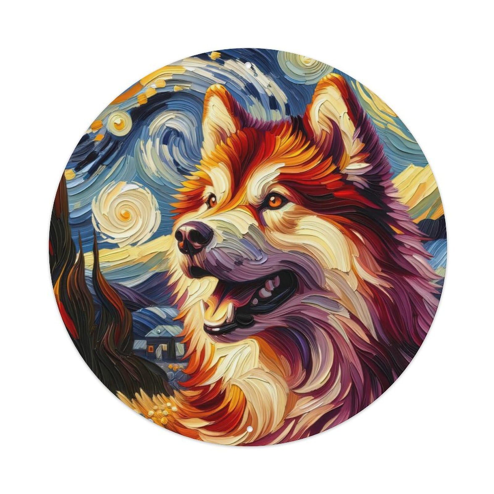 Animal Oil Painting Style Alaska Dog Metal Tin Sign