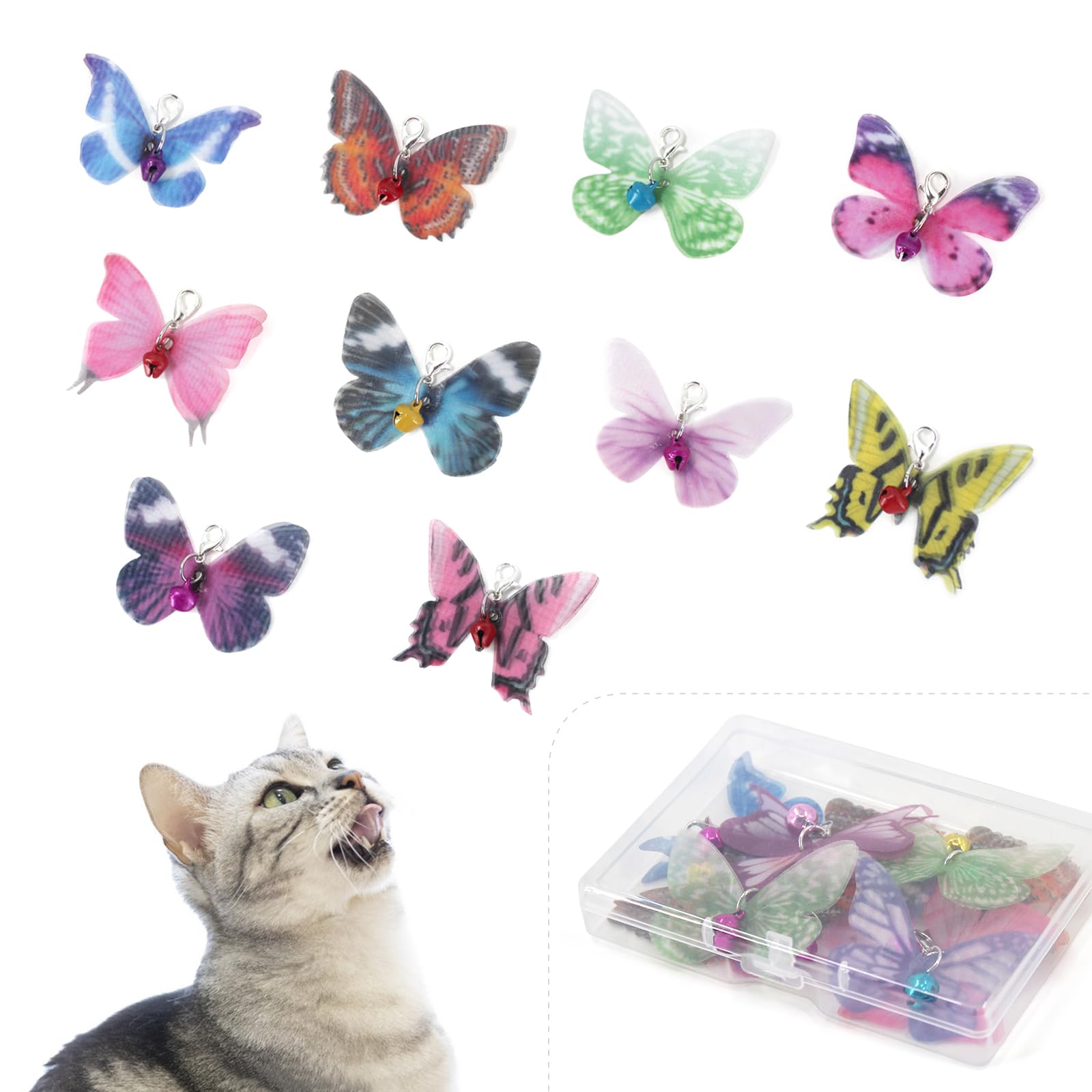 Amazon | SONGWAY 猫おもちゃ 蝶々 交換用 10チョウチョ 収納ボックス