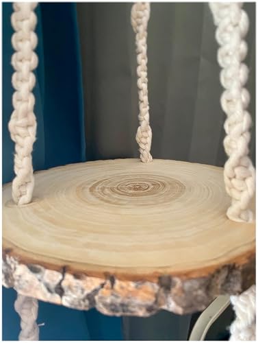 Miniatura 5 de Macrame Hanging Plant Shelf Woven Boho Home Décor, Geometric Beautiful Wall Art for Apartment, Indoor Ceiling Plant Hanger 12" Diameter Finished