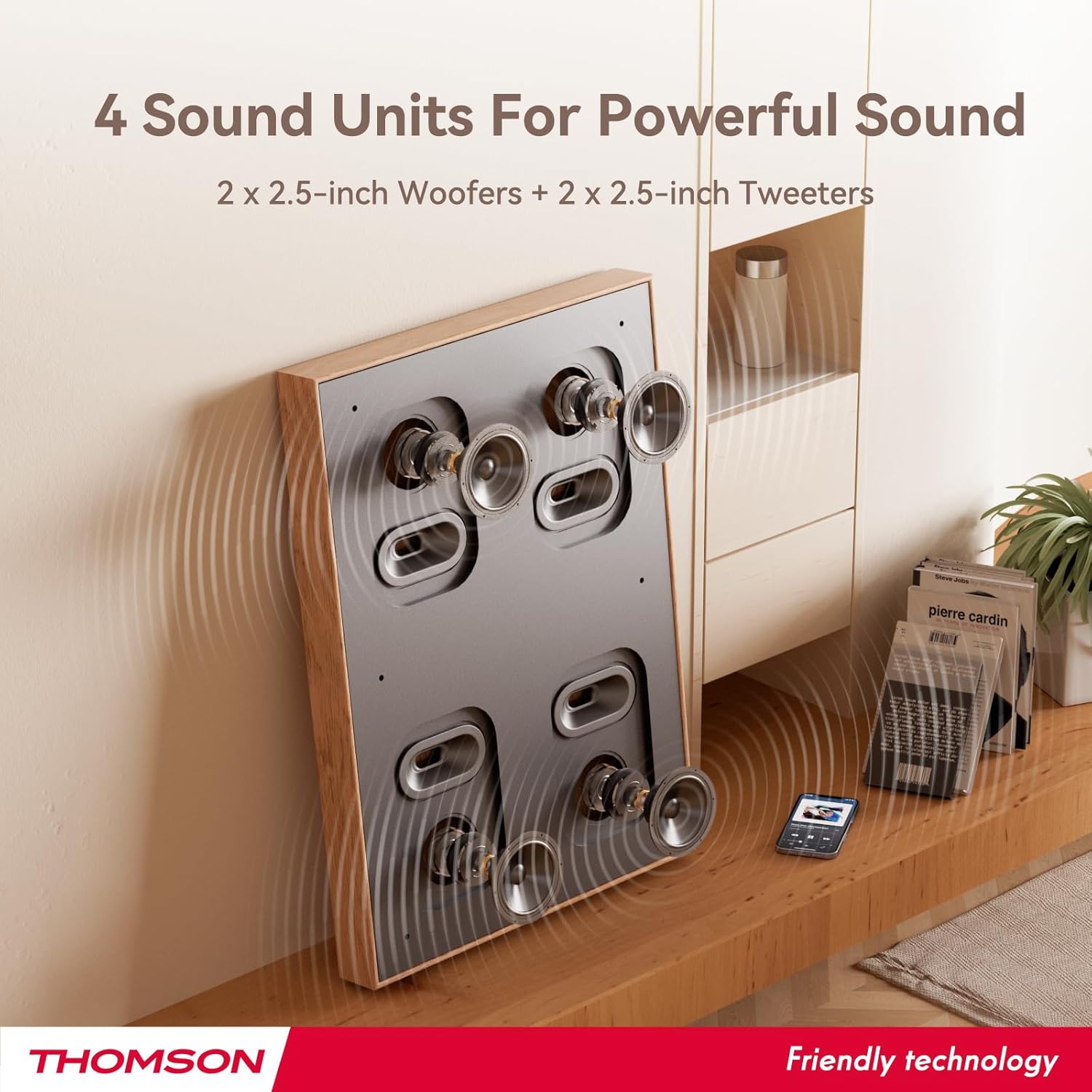 THOMSON Wireless Bluetooth Speakers with Art Painting Decoration,Ceiling Wall Mounted,Built-in Battery Wall Speakers, Remote Control,Suitable for Bedroom, Office, Living Room, Hotel, Restaurant