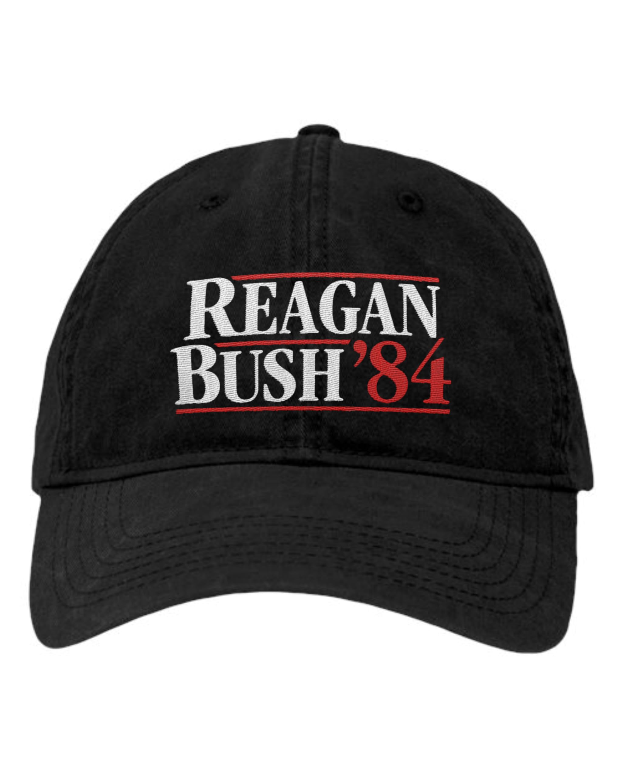 Adult Reagan Bush 84 Embroidered Deluxe Dad Hat, Black, One size