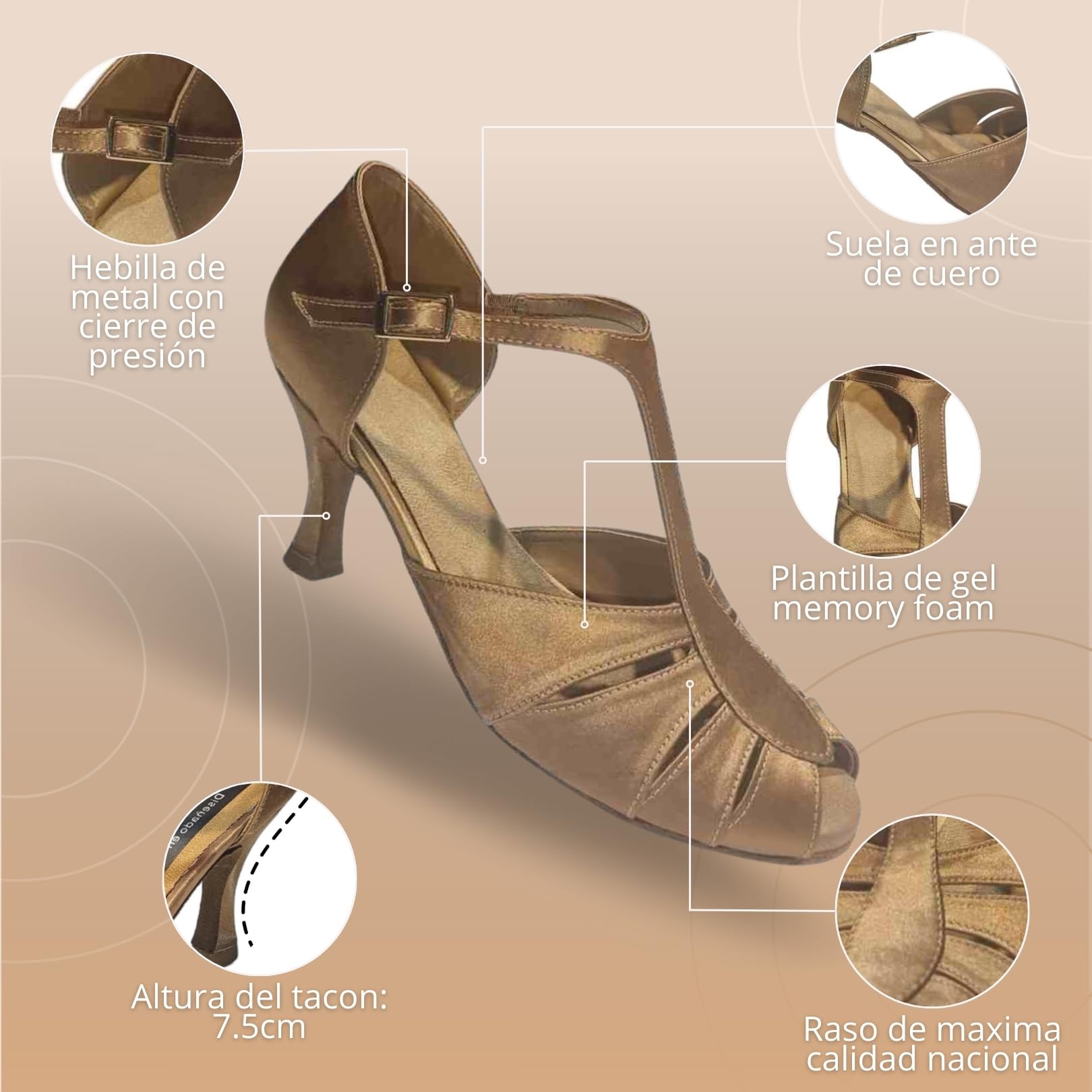 Zapatos de Baile Latino para Mujer Carla, Zapatos Cómodos de Fiesta para Salsa y Bachata, Hechos a Mano