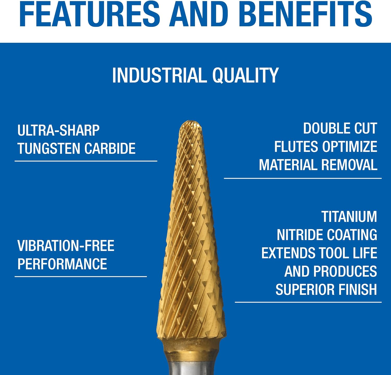 Champion Cutting Tool SL3 Double Cut TiN Coated Carbide Bur