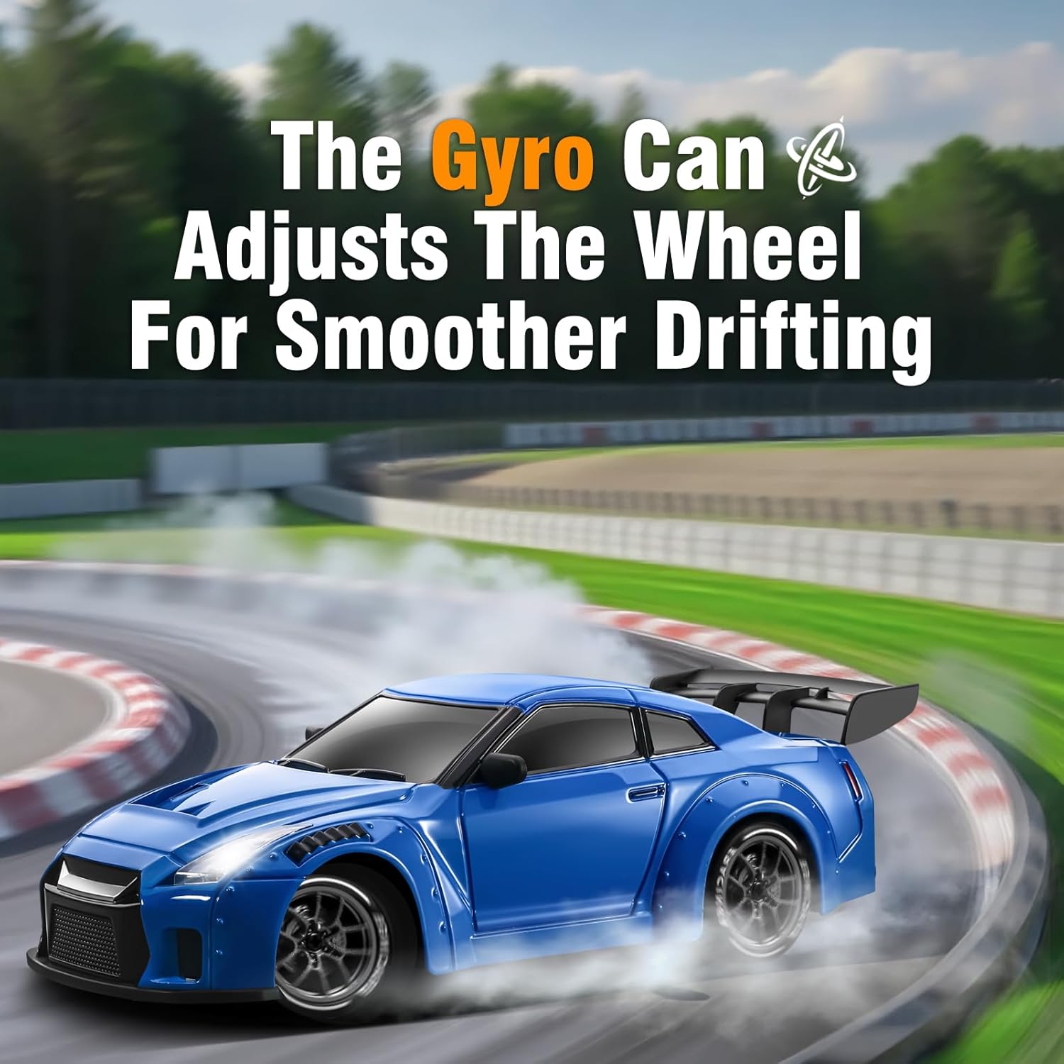 ACAMMZAR RC Drift Car Pro Upgraded with Gyro, 1:24 Full Proportional Remote Control Car, 25KM/H 4WD High Speed RC Cars with Lights, Extra Racing Tires, Vehicle for Adults Kids Boys Girls, Blue