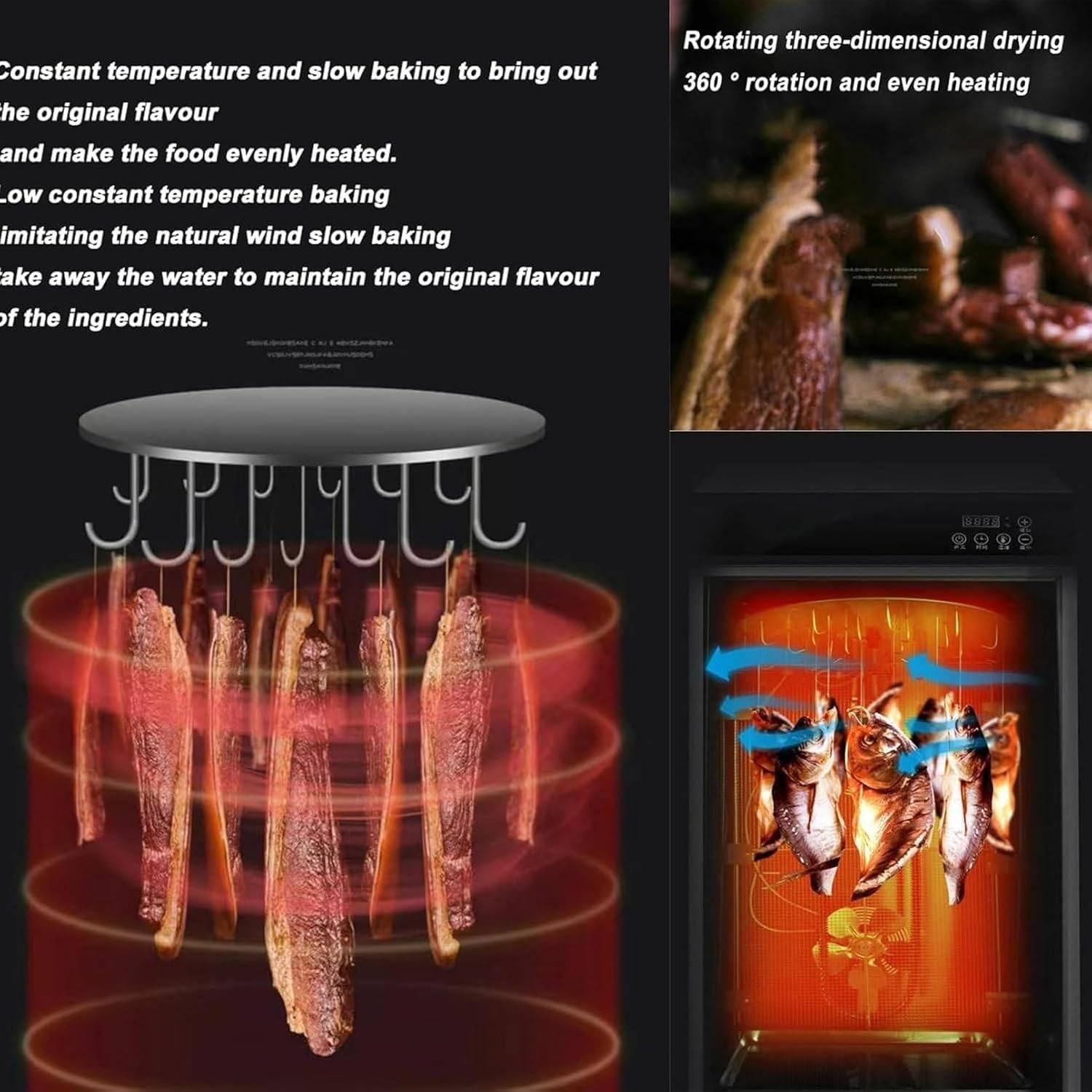 Essiccatore per alimenti per carne secca, essiccatore per alimenti in scatola di biltong in acciaio inossidabile, essiccatore per alimenti, con controllo della temperatura di 30-90°C,15KG/time