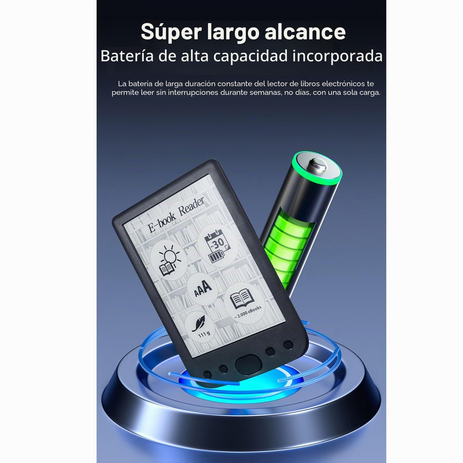 E Reader, Lector de Libros Electrónicos de Pantalla Portátil de 6 Pulgadas, Lector de Libros Electrónicos Amigables con los Ojos con Estuche Protectora, Batería de 2500 (8G)