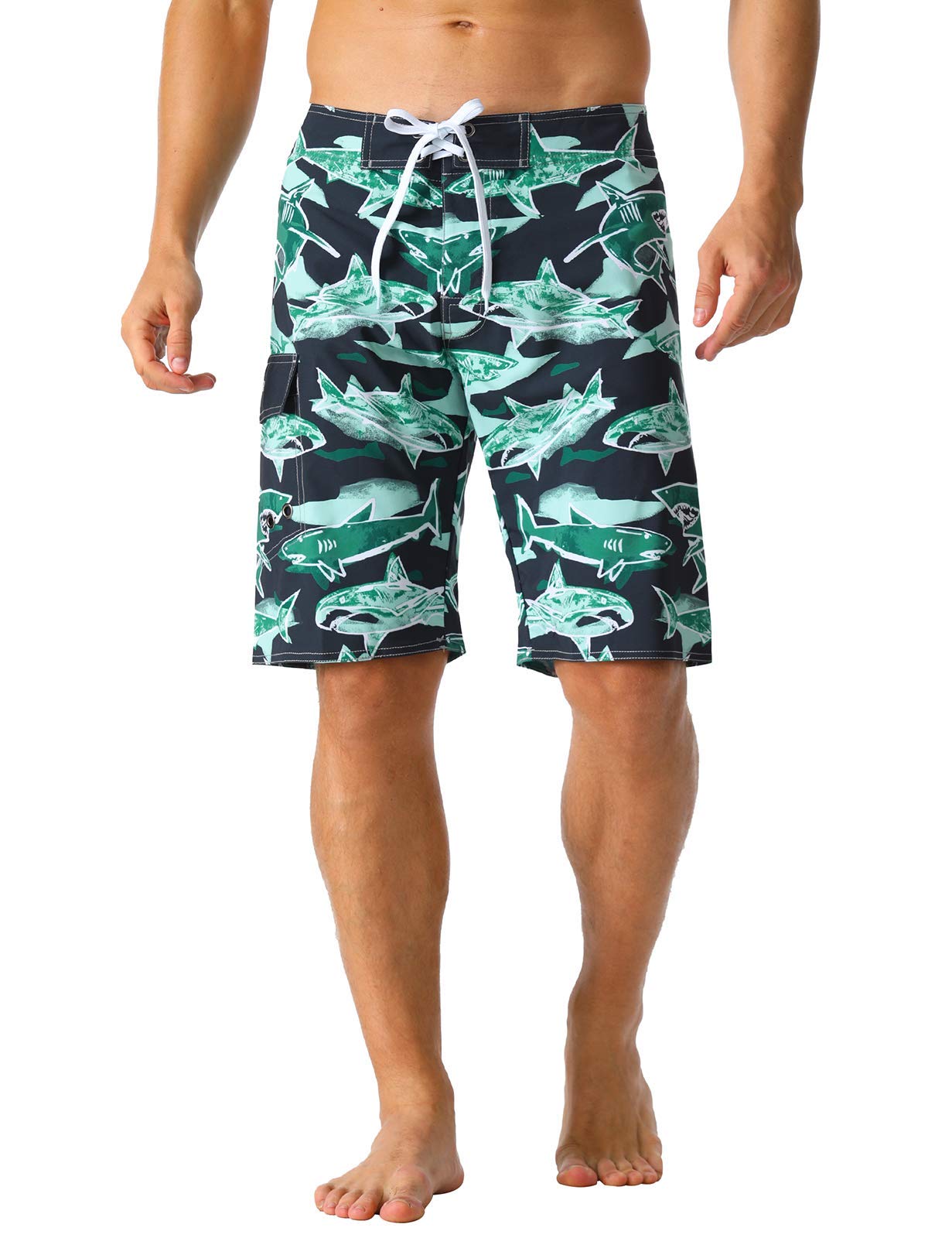 unitopMen's Bathing Board Trunks Beach Shorts Holiday Hawaiian Colorful Striped