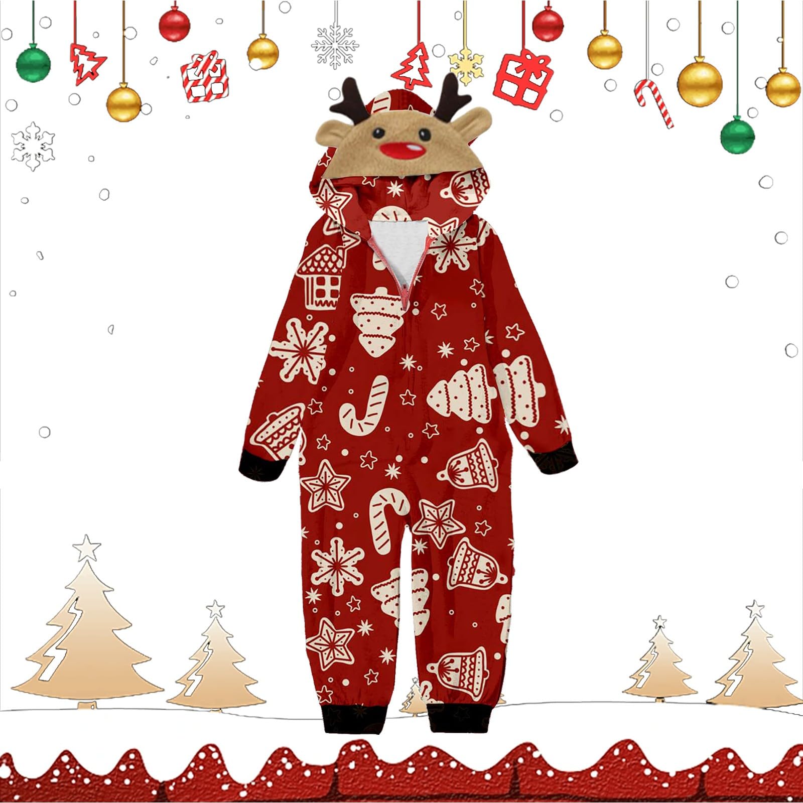 Camiseta de manga larga estampada de Navidad con top y pantalón pijama a juego para la familia, traje de noche festivo para padres e hijos