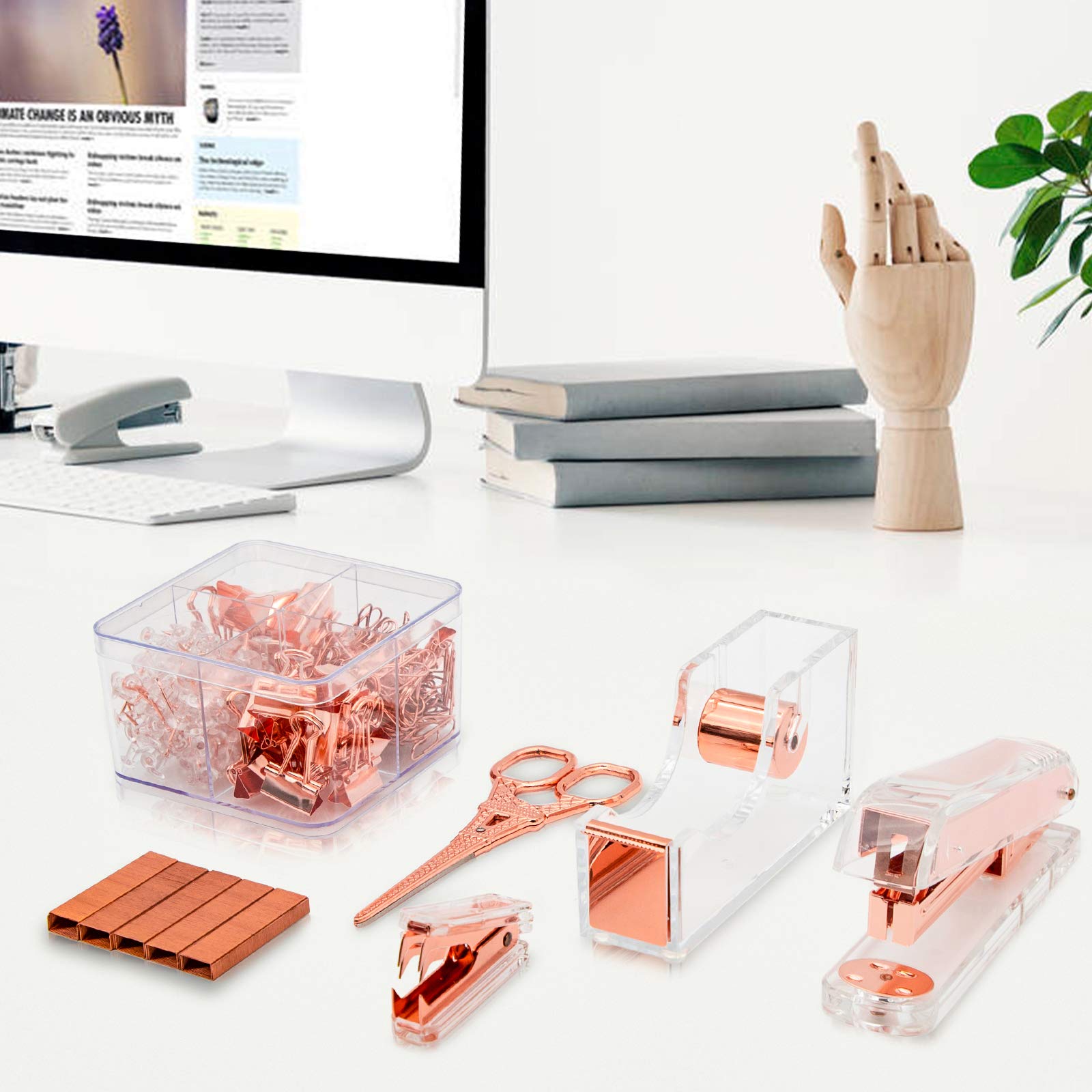 Gutyble Rosegold Office Supplies Set,Package Contains Stapler,Tape