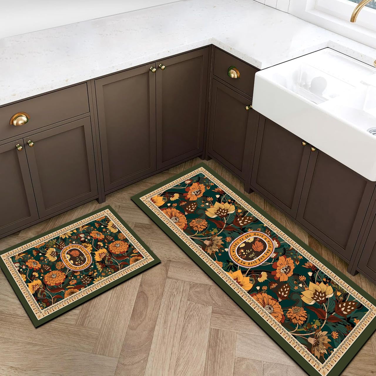 Kitchen Rugs Sets 2 Piece Non-Slip WaterAbsorb Kitchen Runner Rug Kitchen Rugs and MatsStanding Mat Kitchen Floor Mats Kitchen Mats (M16) — Amazon image 7
