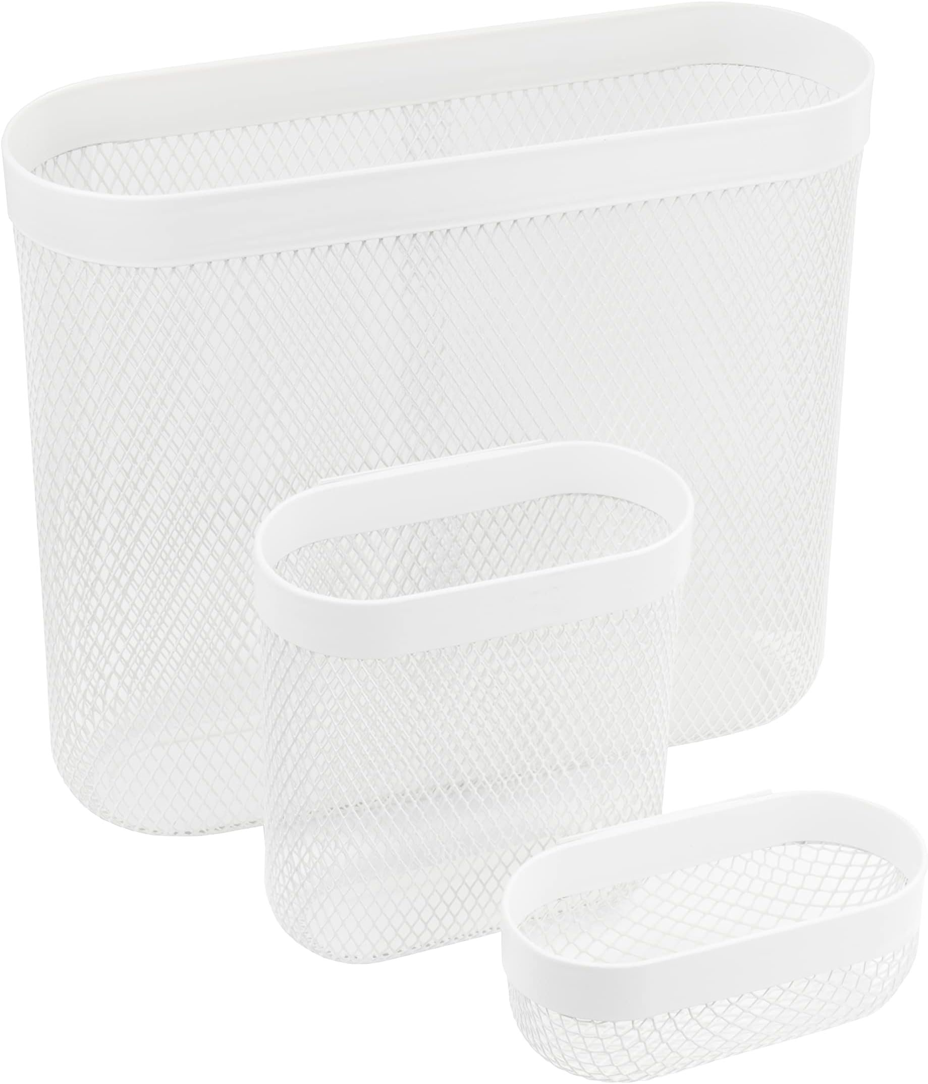 Ikea SKADIS Mesh Storage Baskets (Fits SKADIS Peg Board), White, Steel, 505.177.60 - Pack of 3, 24x21x9cm