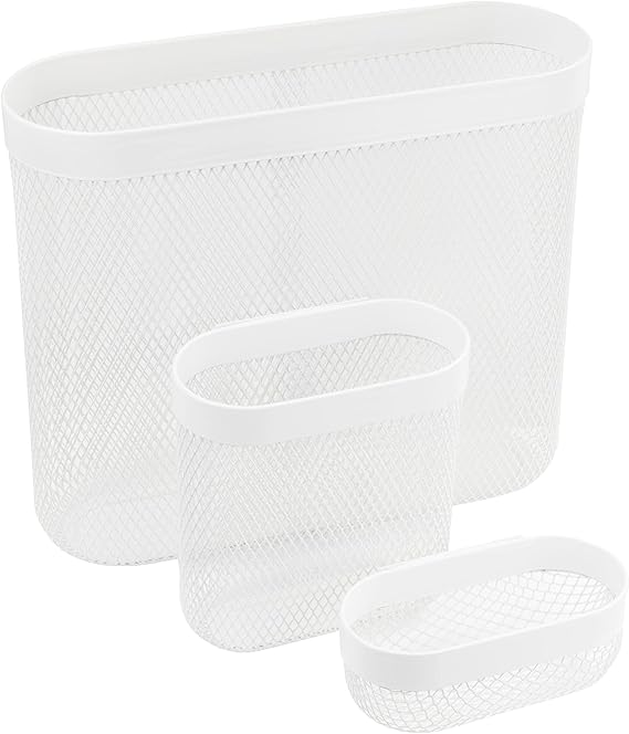 Ikea SKADIS Mesh Storage Baskets (Fits SKADIS Peg Board), White, Steel