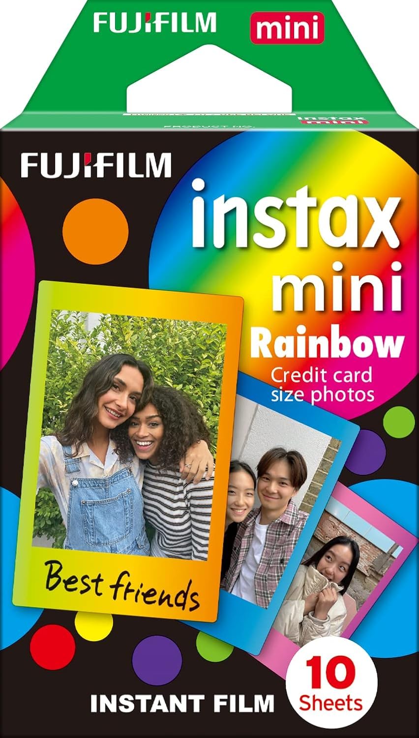 Fujifilm Instax Mini Pellicola, Motivo Arcobaleno, Confezione da 10 Pezzi & 16386016 Instax Mini Film Pellicola Istantanea per Fotocamere Instax Mini, Formato 46x62 mm, Confezione da 20 Foto