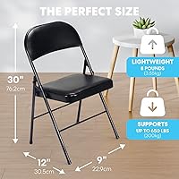 Vista 2 de Simpli-Magic 6 Pack Black Padded Folding Chairs with Cushion – Durable Metal Foldable Chairs for for Indoor Outdoor Weddings, Parties, Backyard &