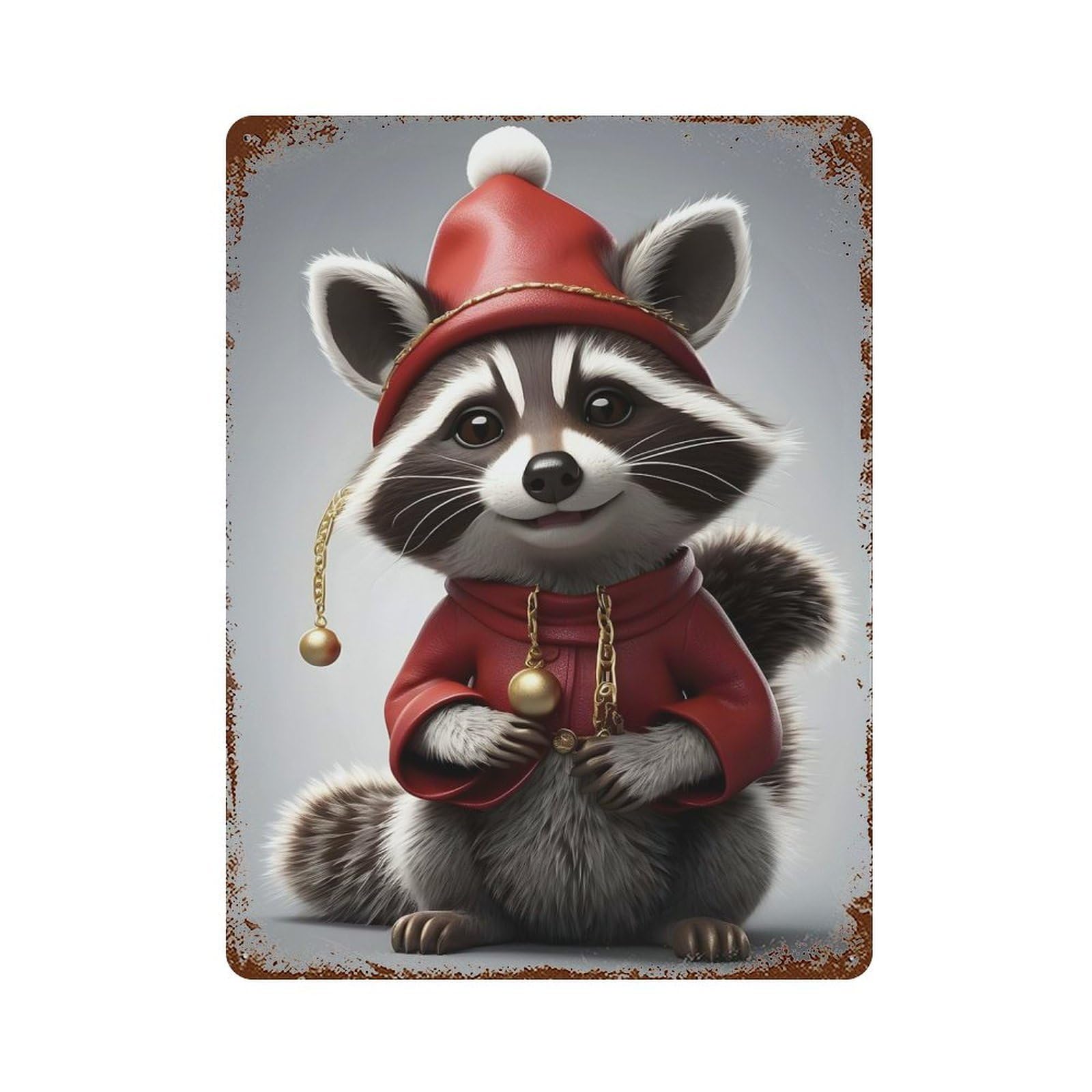 Garage Style Racoon Gold Animal Rusty Metal Tin Sign 15.7"x11.8", Farmhouse Wall Decor for Bar And Workshop