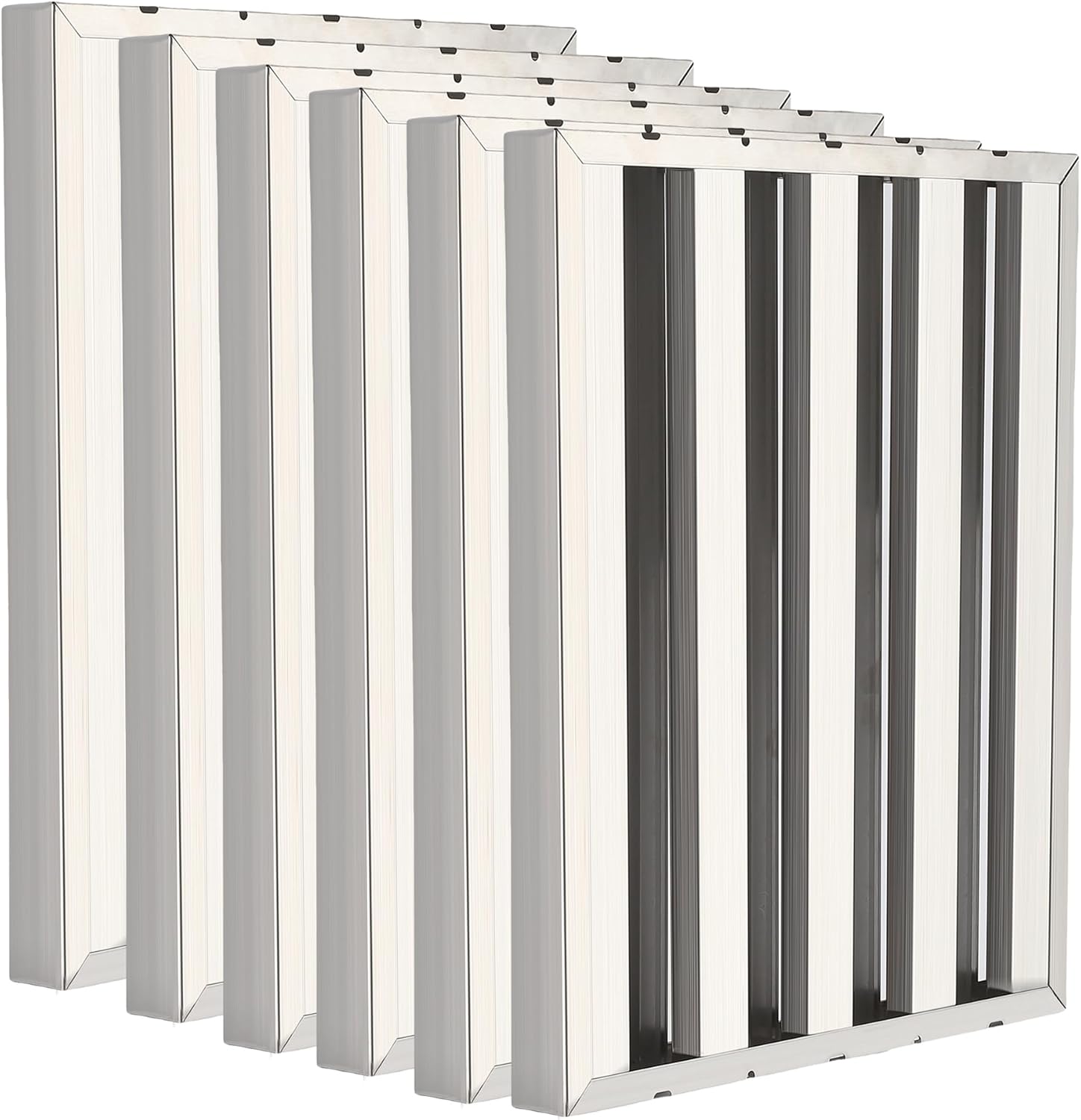 Garvee Commercial Range Hood Filters, 6 Pcs 430 Stainless Steel 5 Grooves Commercial Hood Filter for Kitchen Exhaust Hoods, 19.5W x 24.5H Inch