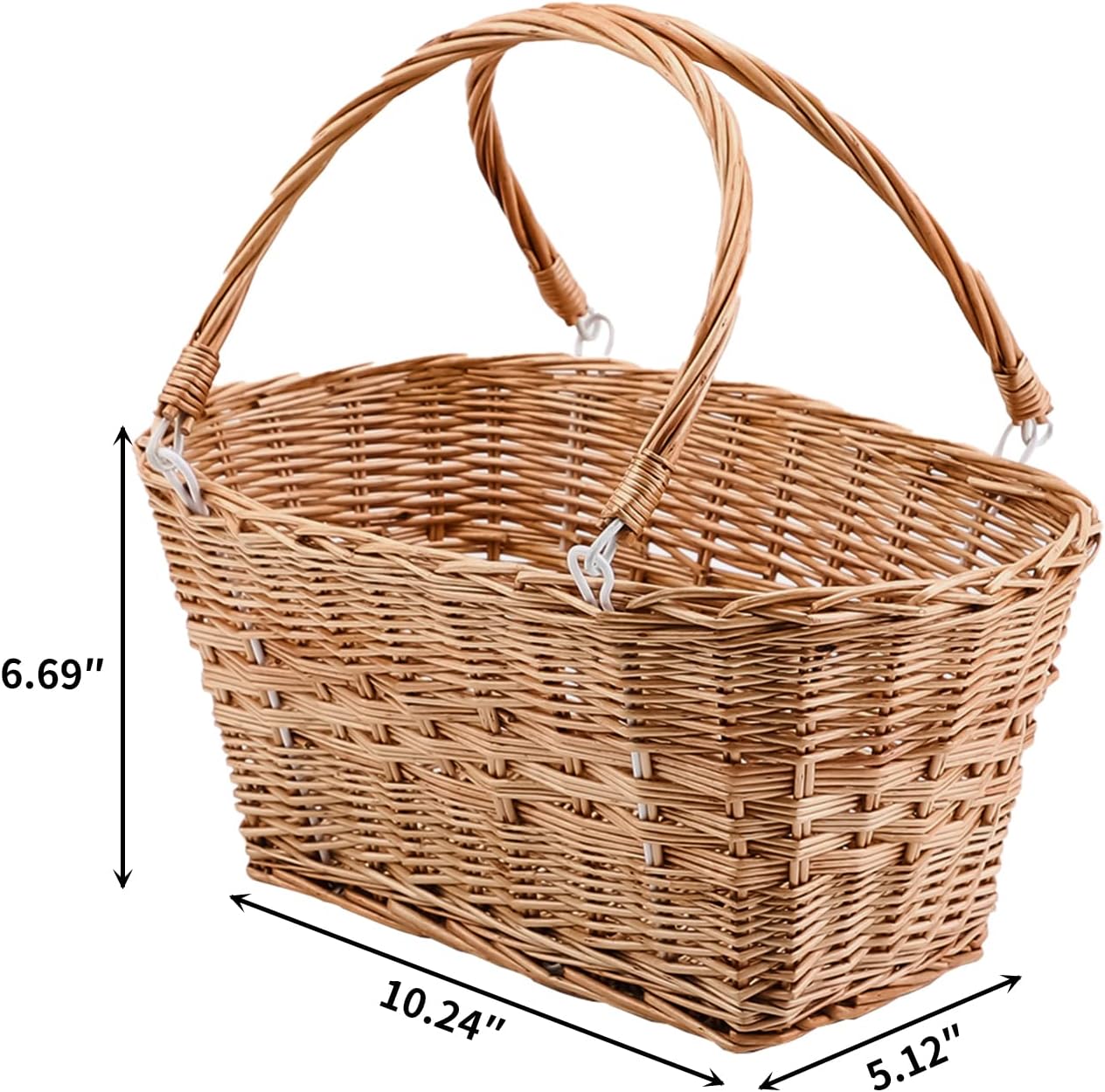 YAHUAN Rectangular Wicker Storage Baskets with Collapsible Handles, Hand Woven Wicker Basket for Shopping Picnic Garden Easter Candy - Image 5