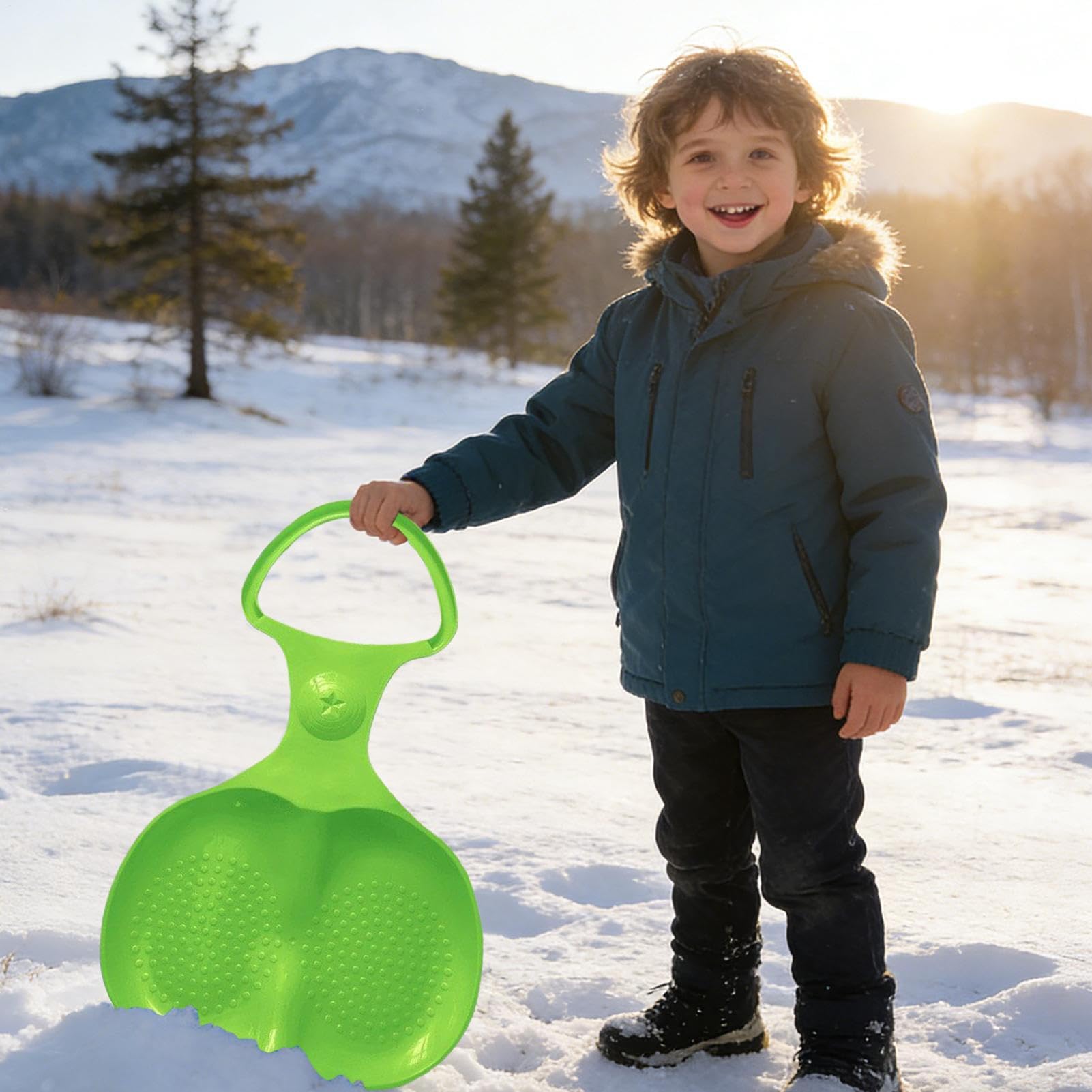 Luge à neige - Race à neige portable, fournitures de traîneau d'hiver en plein air, pelle à neige à poignée portable, traîneaux à neige pour l'école arrière-cour famille adultes adolescents visiteurs