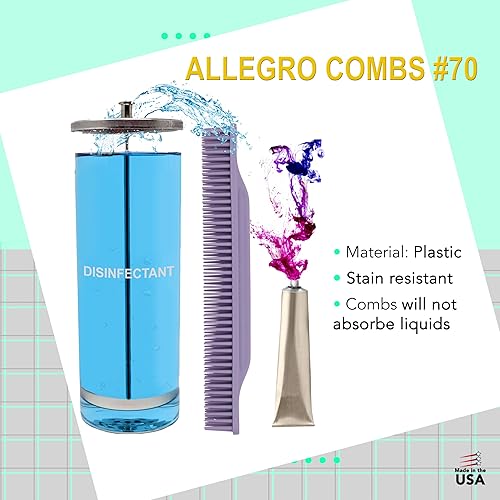 Miniatura 50 de Allegro Combs Peines de dientes anchos #70 para definir el peine de 3 filas de dientes anchos para cabello rizado, peine para mujeres, estilistas