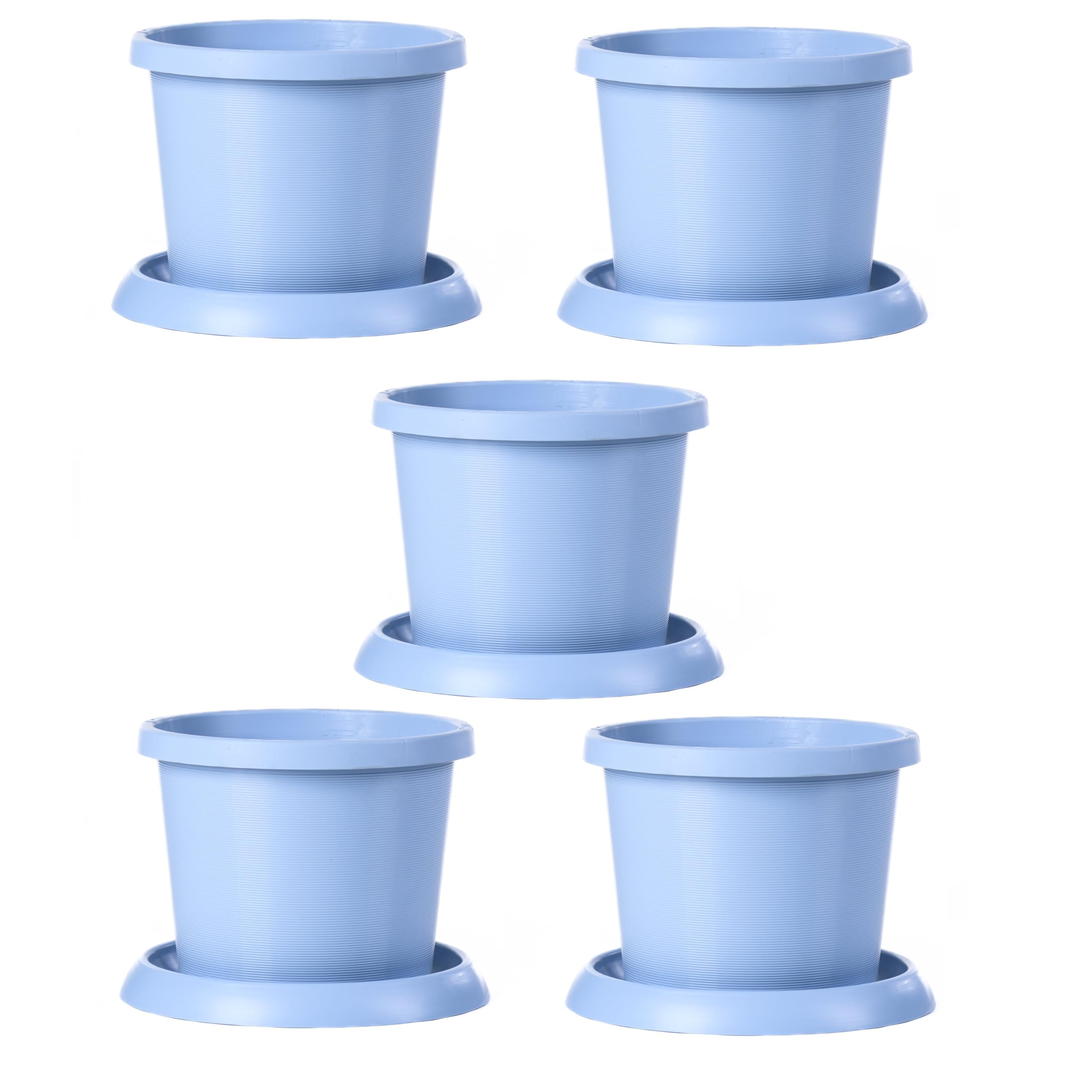 Garden Gear Plastic Flowerpot With Saucer Mayan Blue X 5 from B&Q