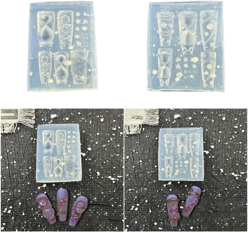 Reusable 3D Floral Rose Hourglass Silicone Mold for Nail Art Design Craft Tool image 2