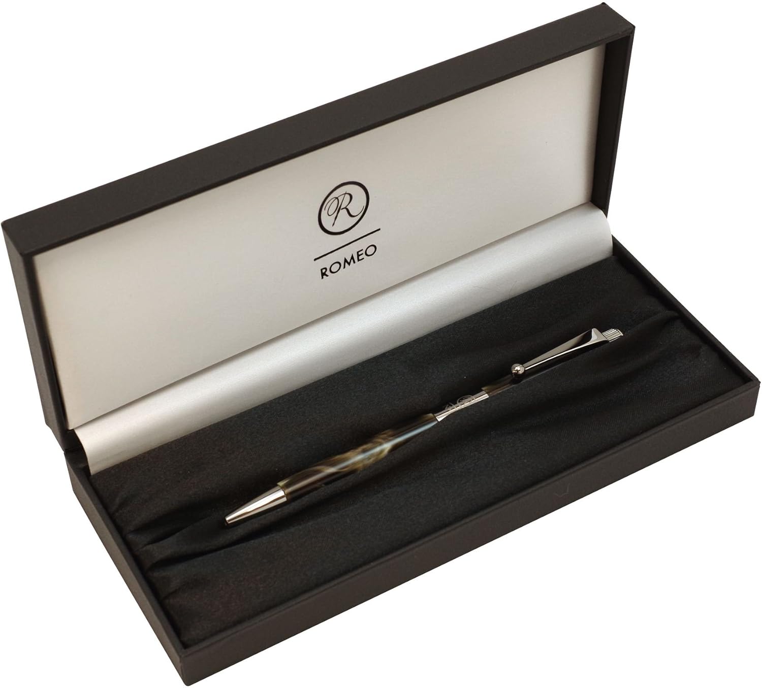 Romeo No.3 Ballpoint Pen/Slim Barrel (Brown Barrel Chrome Clip)