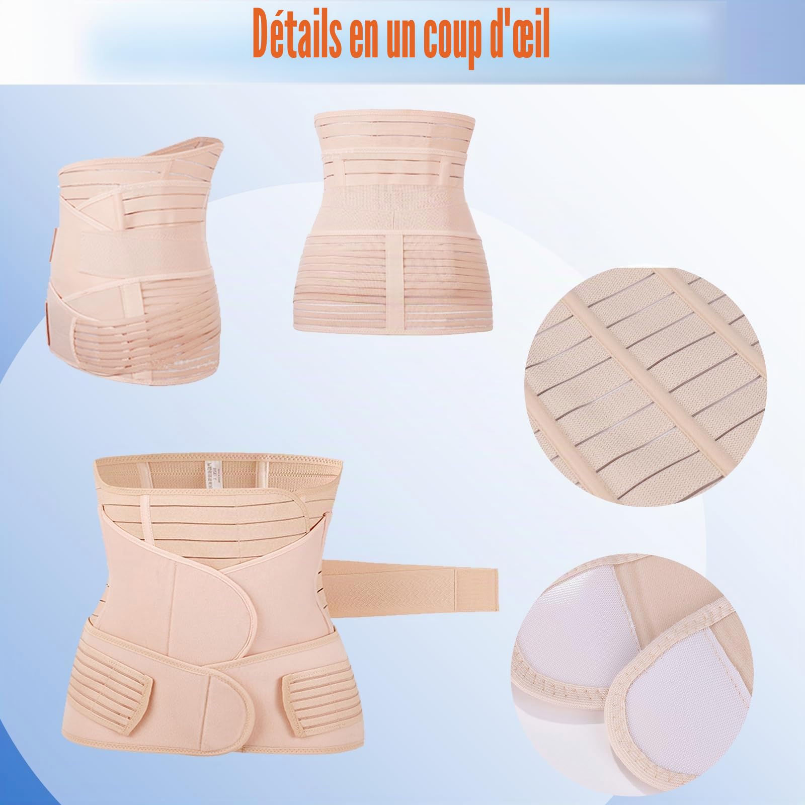 Ceinture Post Accouchement Femme 3 en 1, Ceinture de Sudation Femme Sport Réglable, Gaine Apres Accouchement Post Partum Ventre Plat